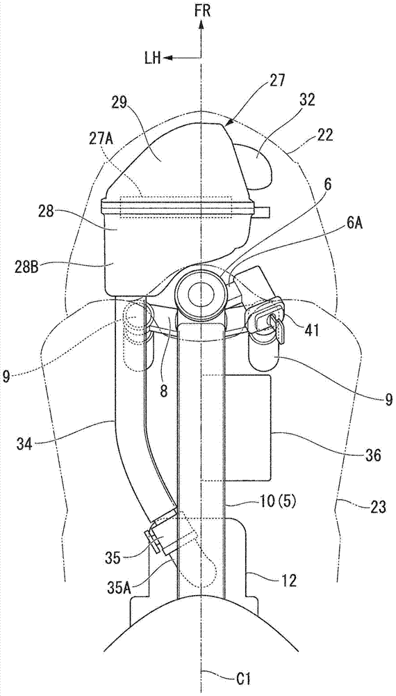 Arrangement structure of battery of straddle type vehicle