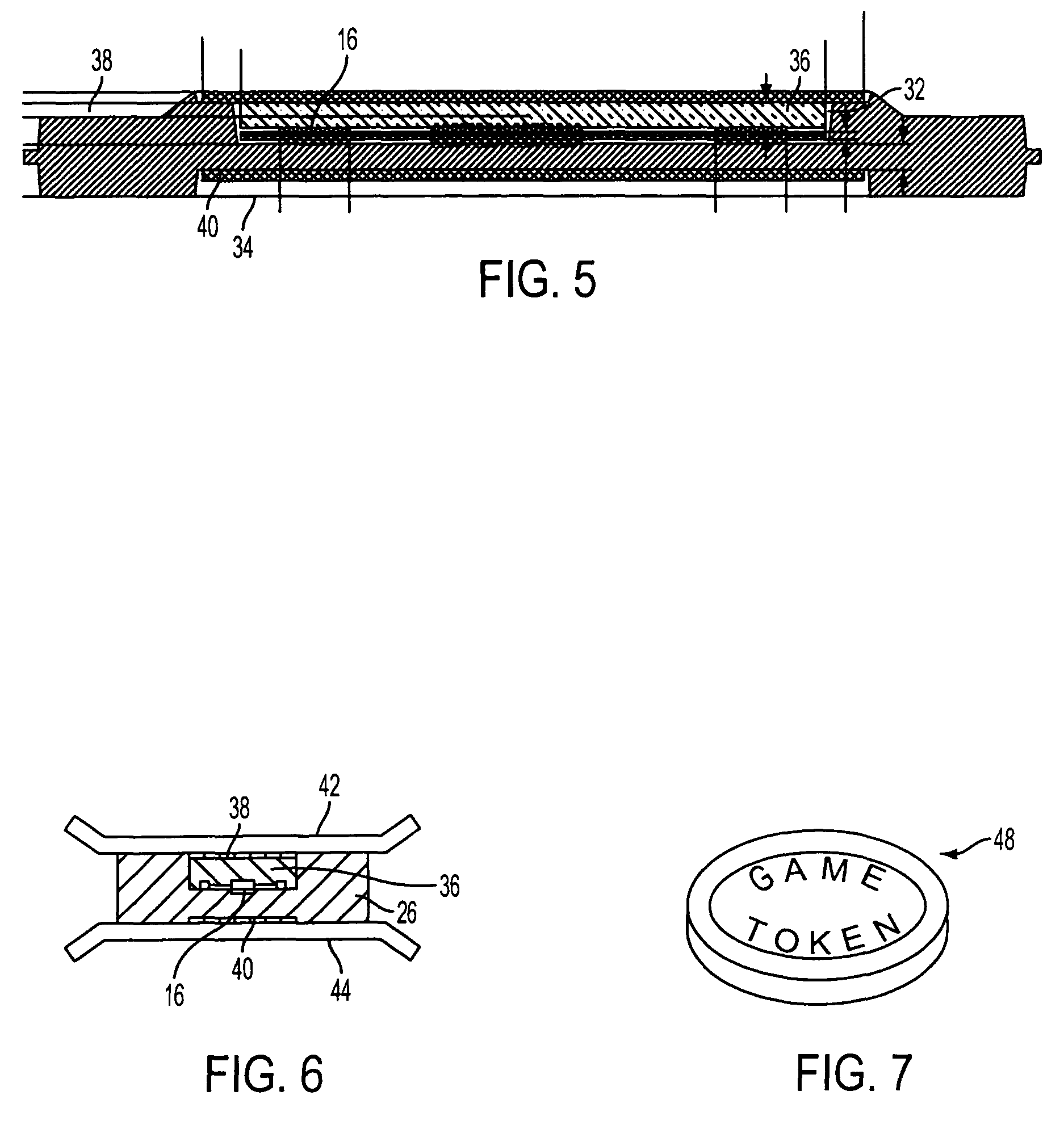Token with structure to prevent damage during molding