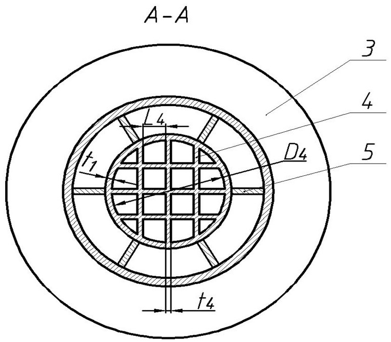 Central pipe provided with grid mesh and serving as draft pipe of vortex suppression device