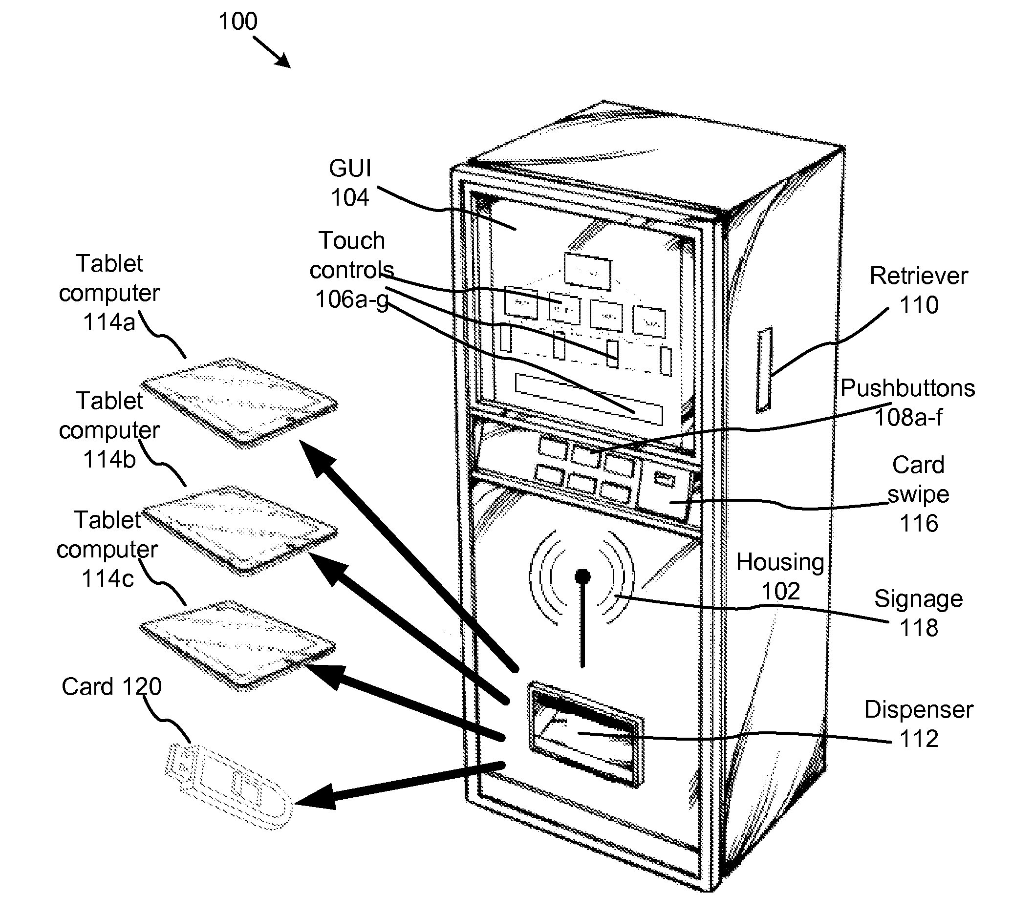 Apparatus for dispensing rented wireless devices for internet access via a local area network (LAN)