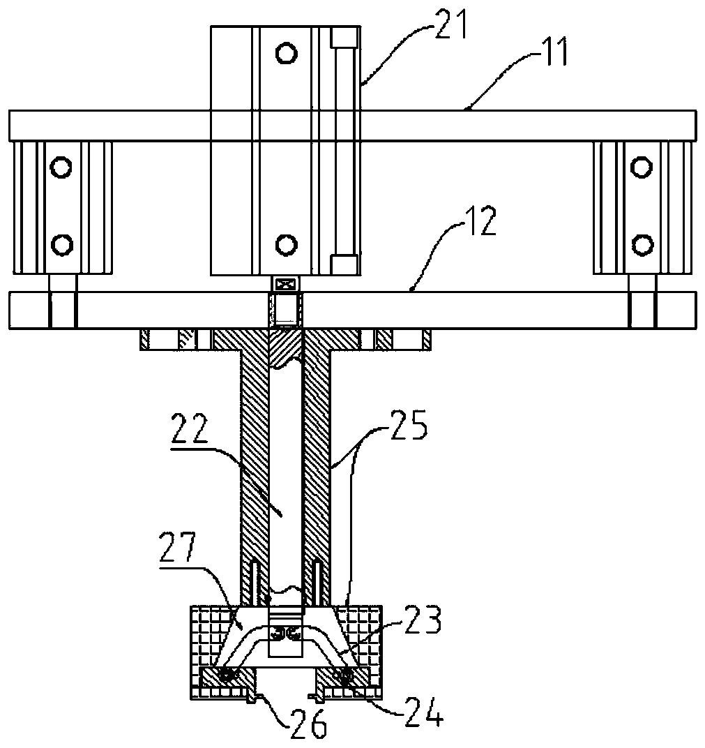 Lid pulling and pressing device of sterile filling machine