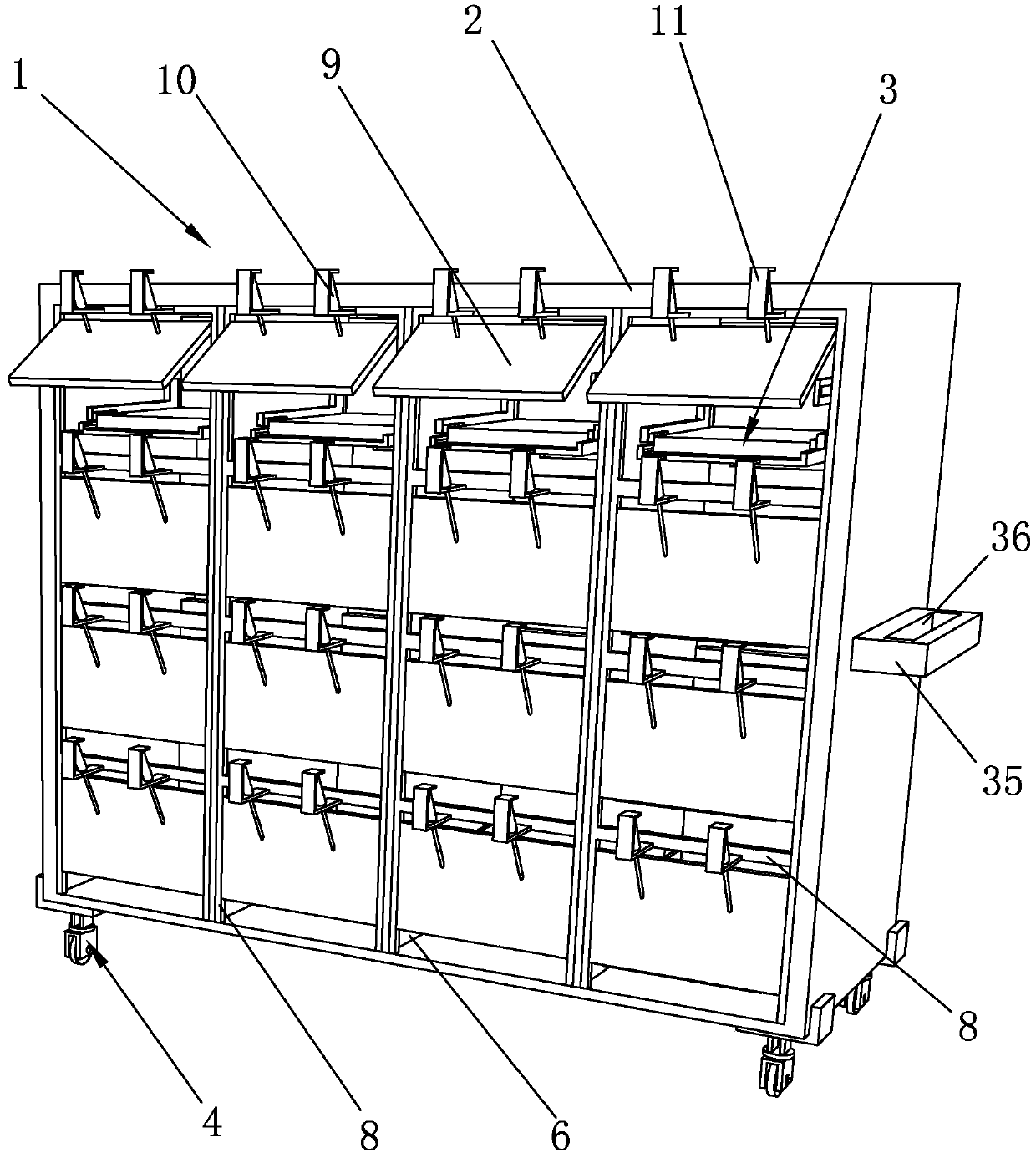 A shared material box placement rack and its management method