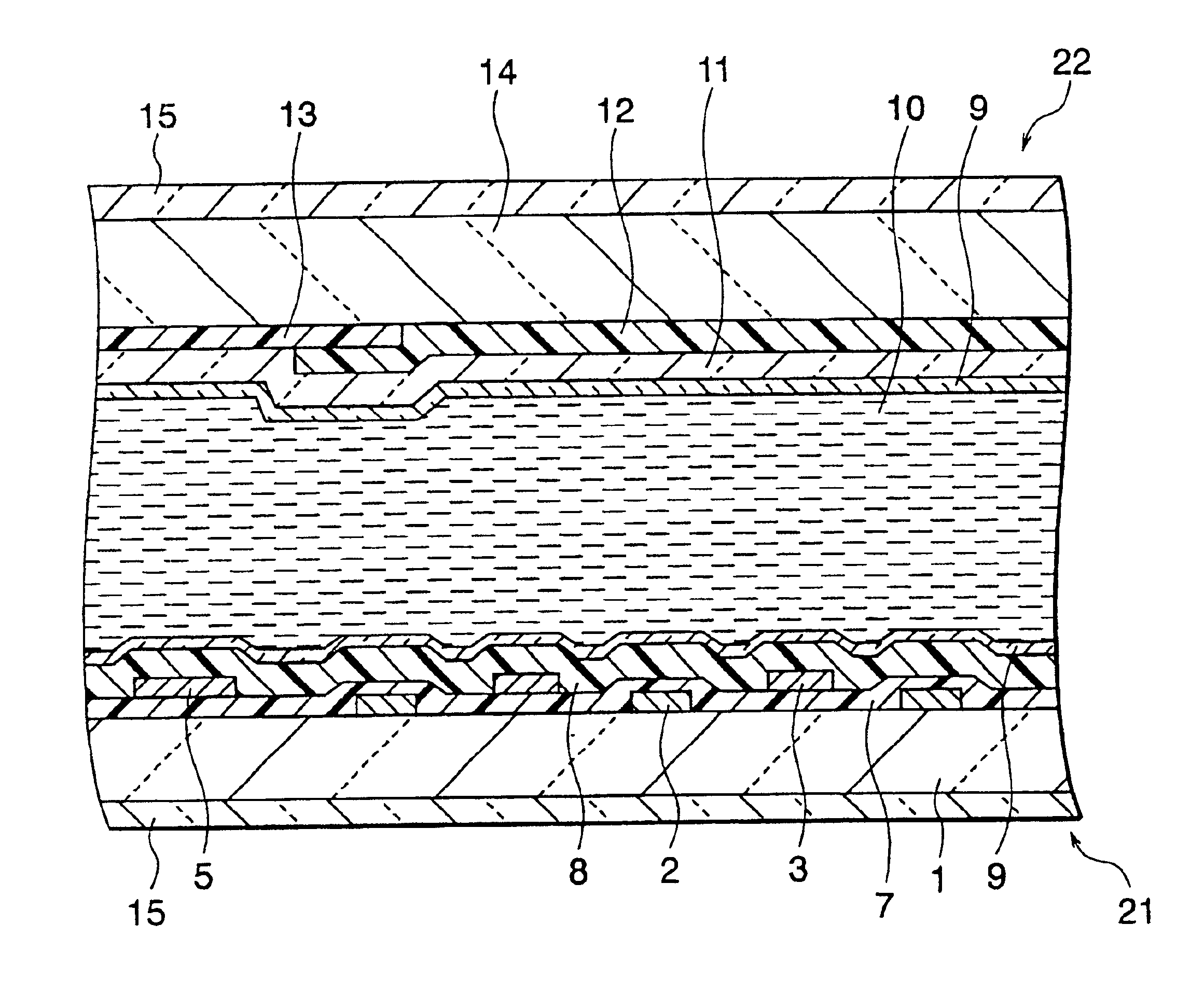 Liquid crystal display device having a black matrix with a specific resistance