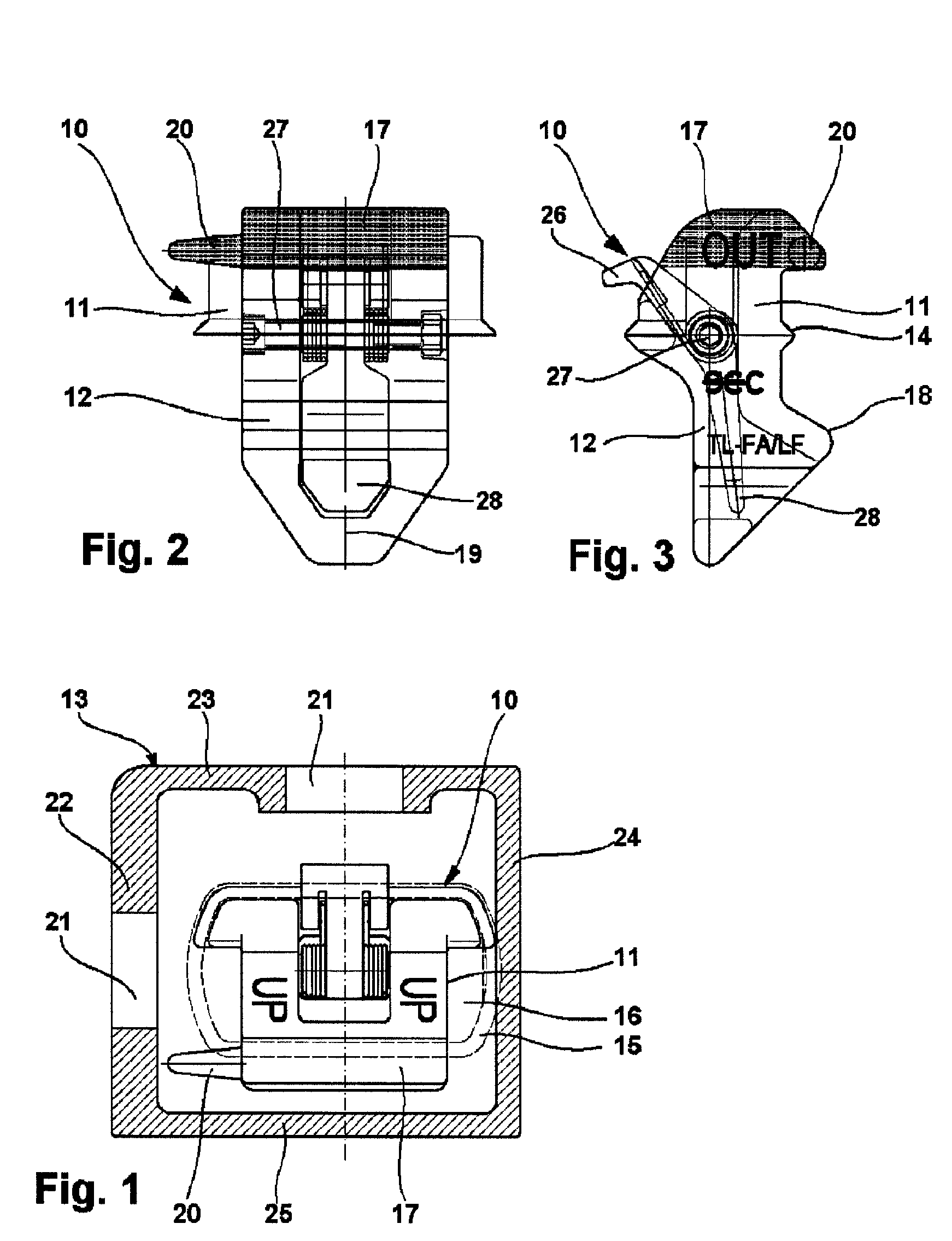 Coupling part for connecting two containers stacked on top of one another