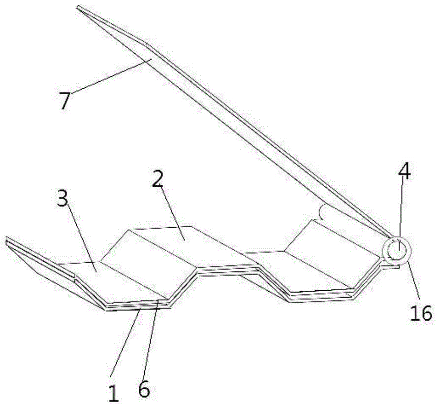 A foldable bilge keel with a grooved base plate