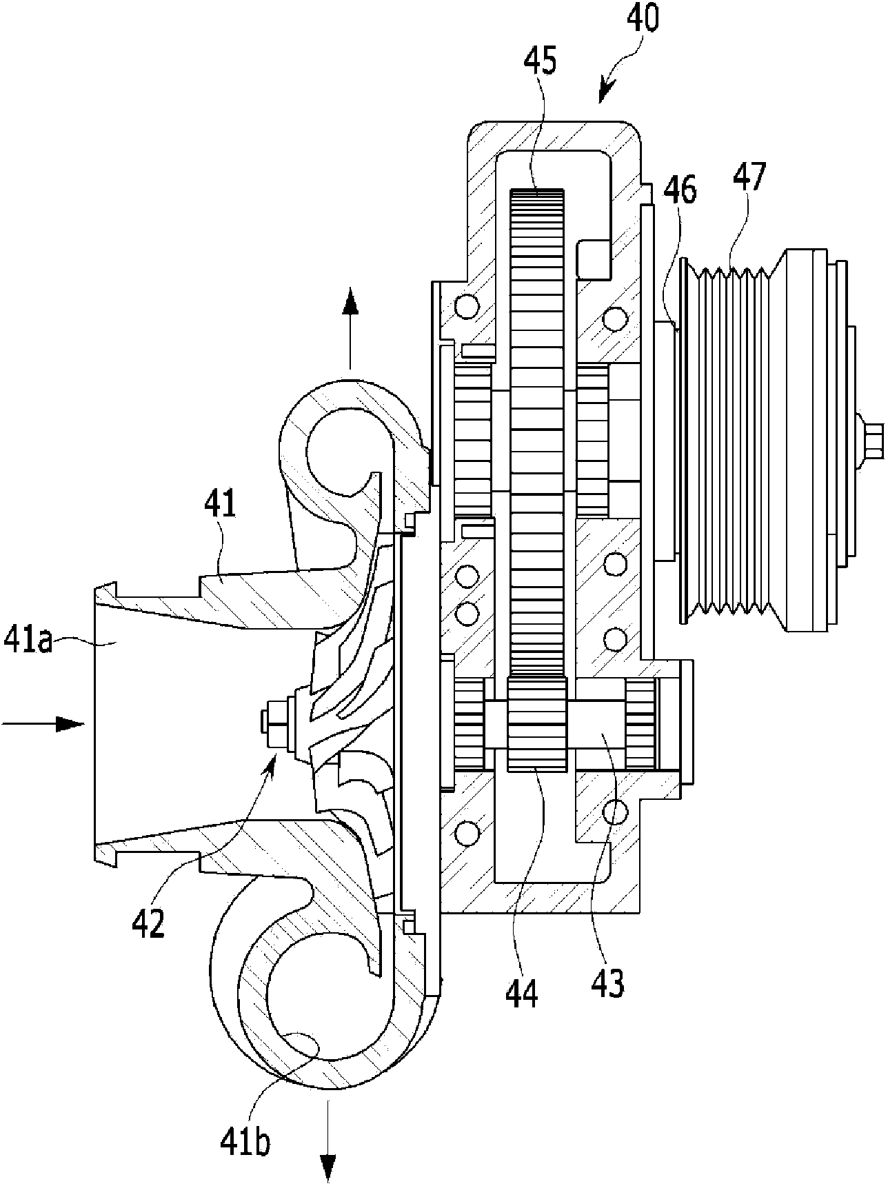 Centrifugal supercharger and supercharging system for engine using the same