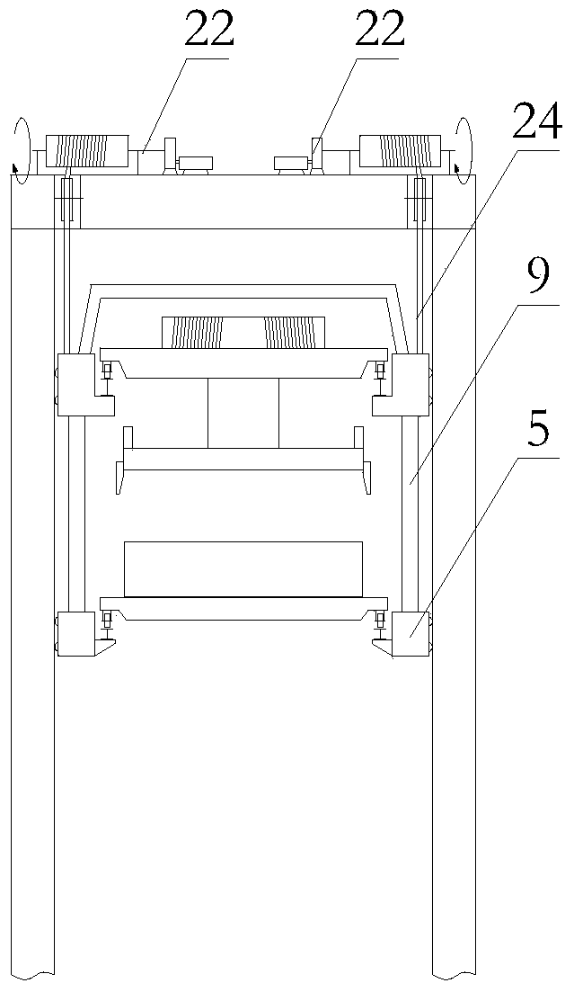 Container loading and unloading method and elevation type double-layer girder shore crane container loading and unloading system