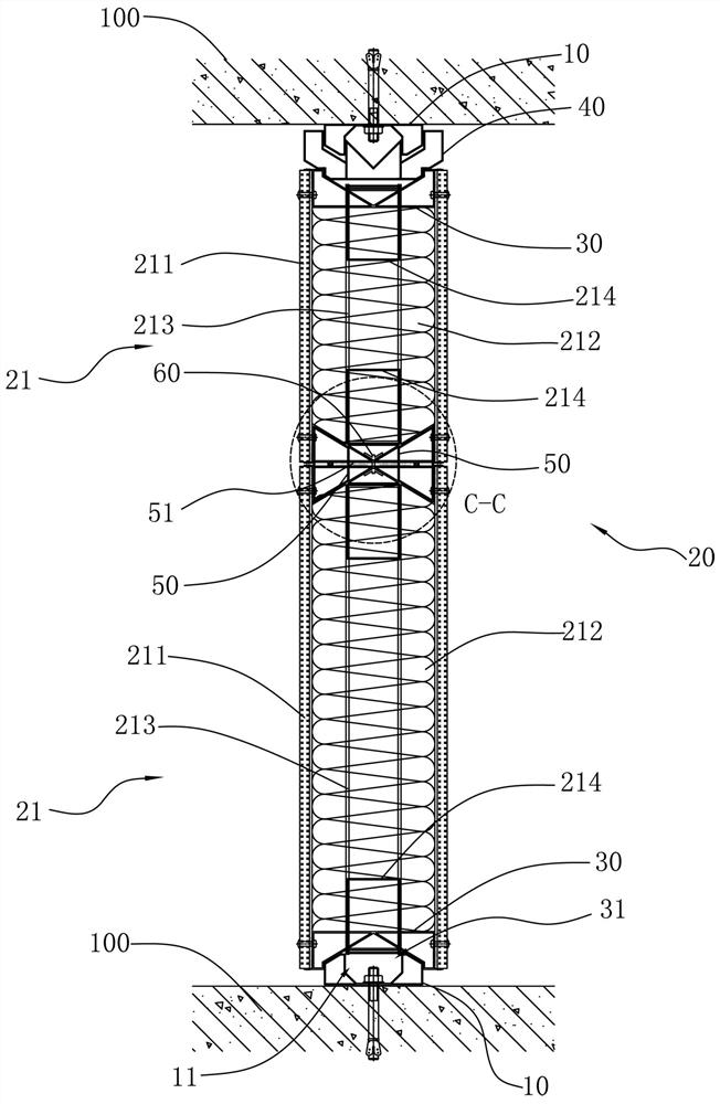 Guiding rail type composite wall structure capable of adapting to vertical tolerance