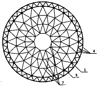 Combination structure of statically-indeterminate ring truss structure and cable dome structure