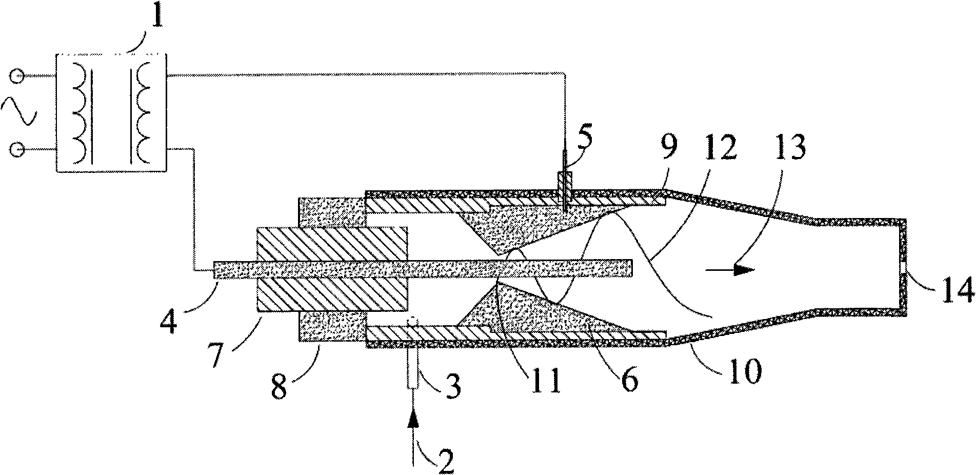 Device for removing volatile organic matter and generating hydrogen with non-equilibrium plasma