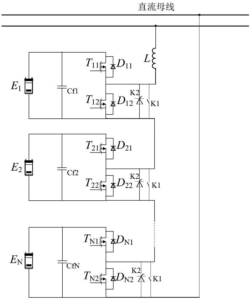 Chained battery energy storage converter suitable for medium-voltage DC power distribution network and control method