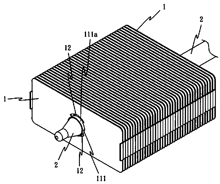 Close-fitted heat radiation fin and heat pipe structure
