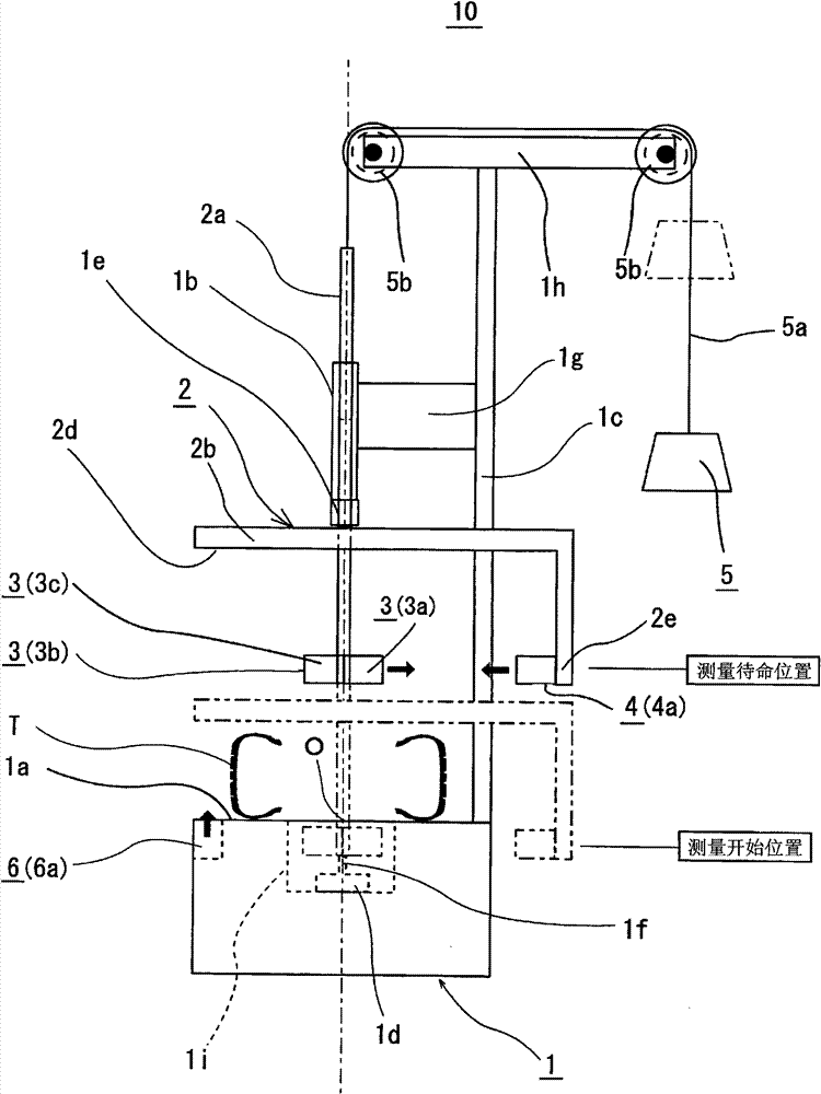 Device and method for measuring object to be measured having hollow circular cylindrical shape, and device for inspecting external appearance of tire