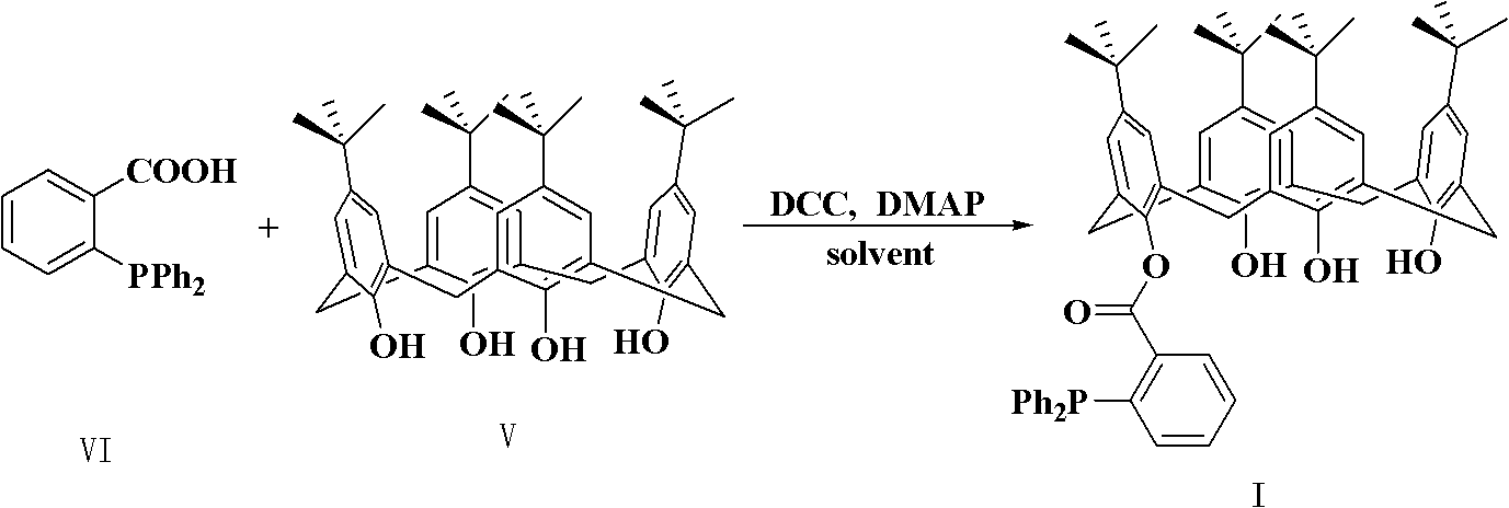 Synthesis method for calix [4] arenes substituted by 2-diphenylphosphine benzoyl and application
