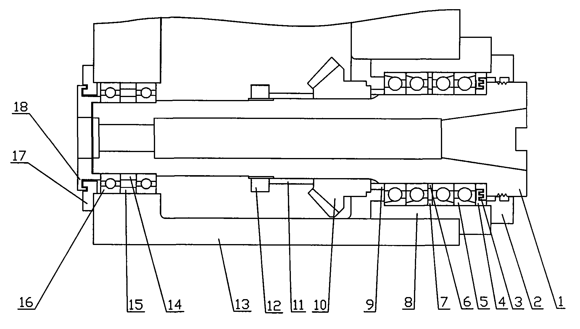 Pre-tightening structure of main shaft with rectangular attached cutting head