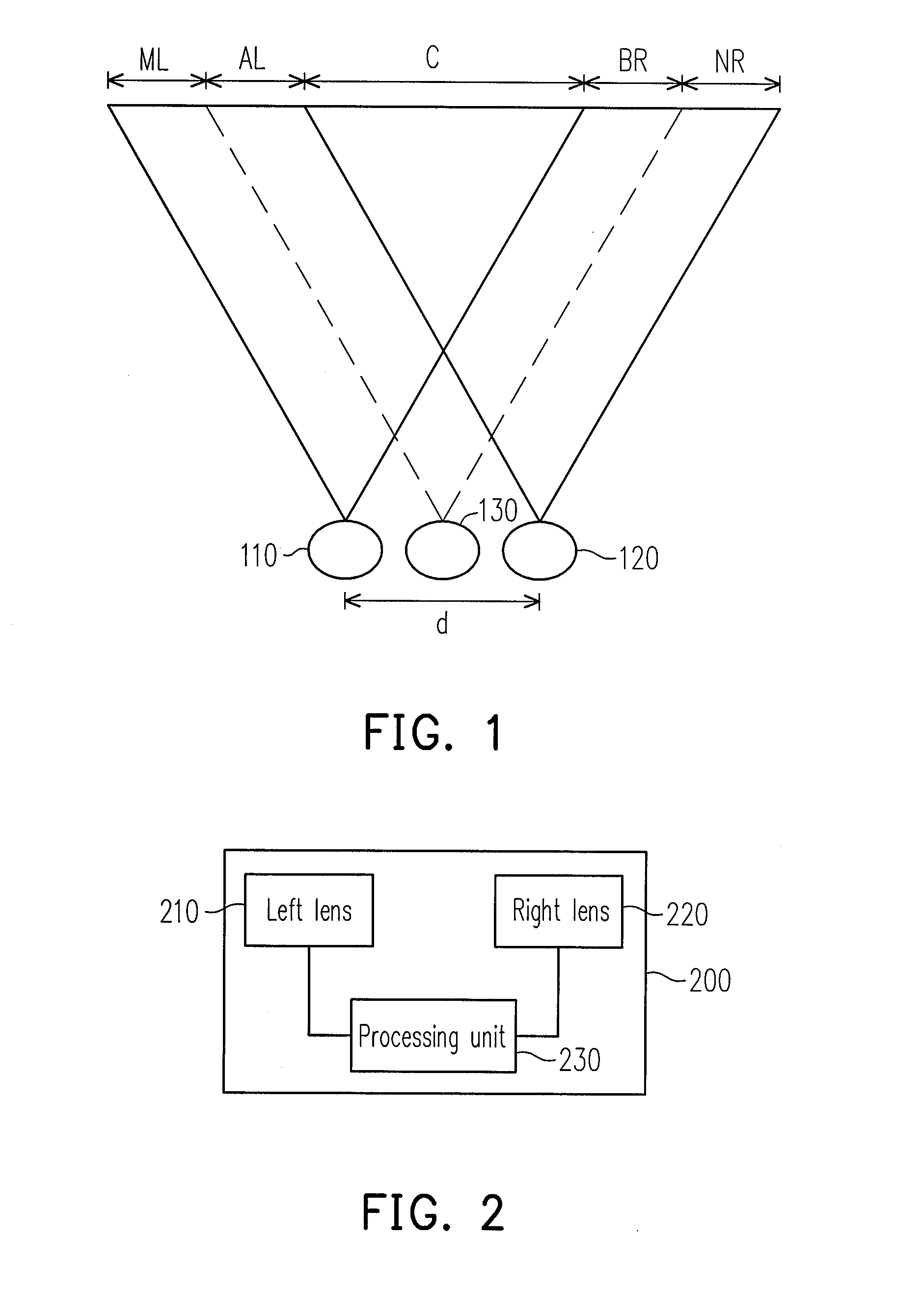 Method for combining dual-lens images into mono-lens image