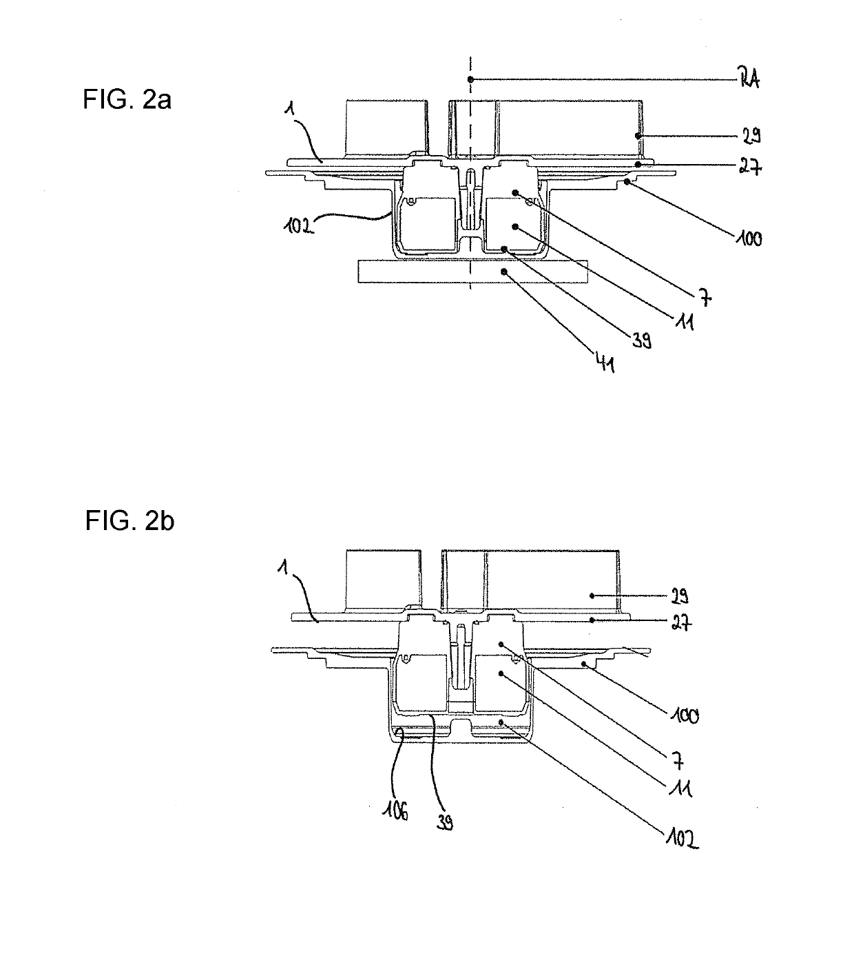 Mixing vessel with locking assembly for locking a mixing assembly in storage position and mixing impeller with central disc-like member
