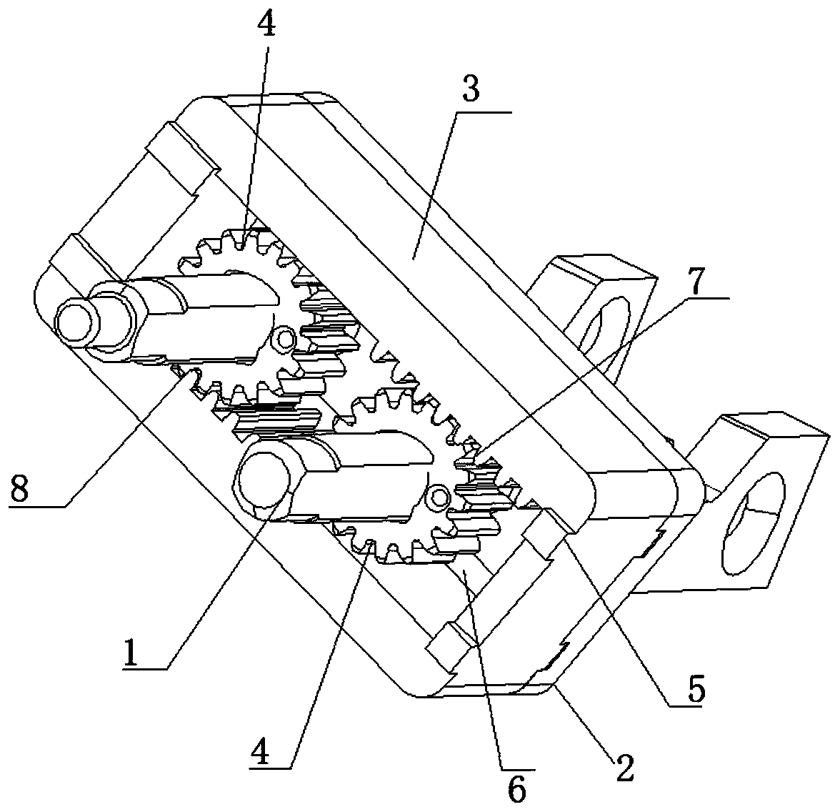 Auxiliary supporting structure provided with gear frame used for transmission and double-shaft hinge