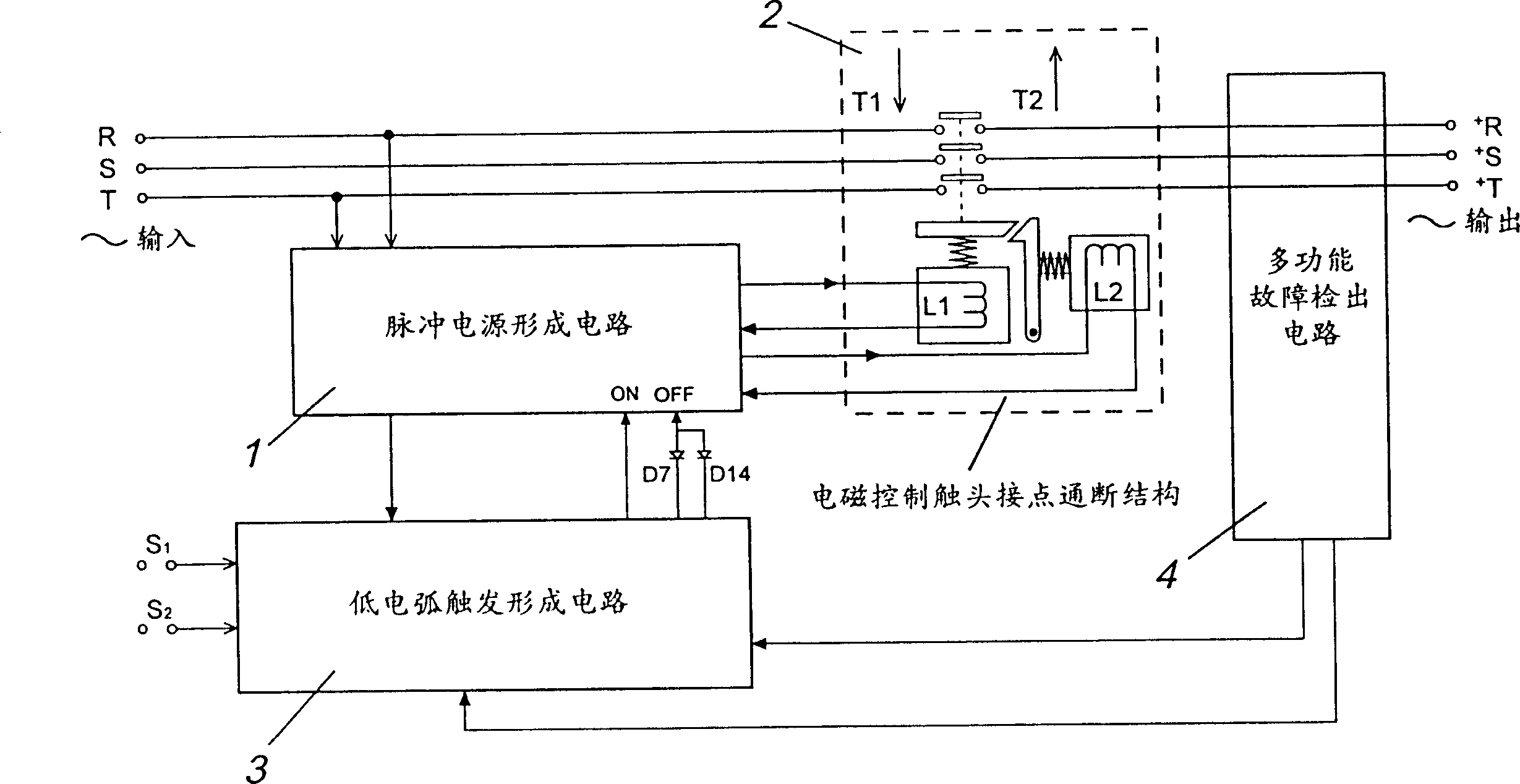 Low electric arc alternating current contactor