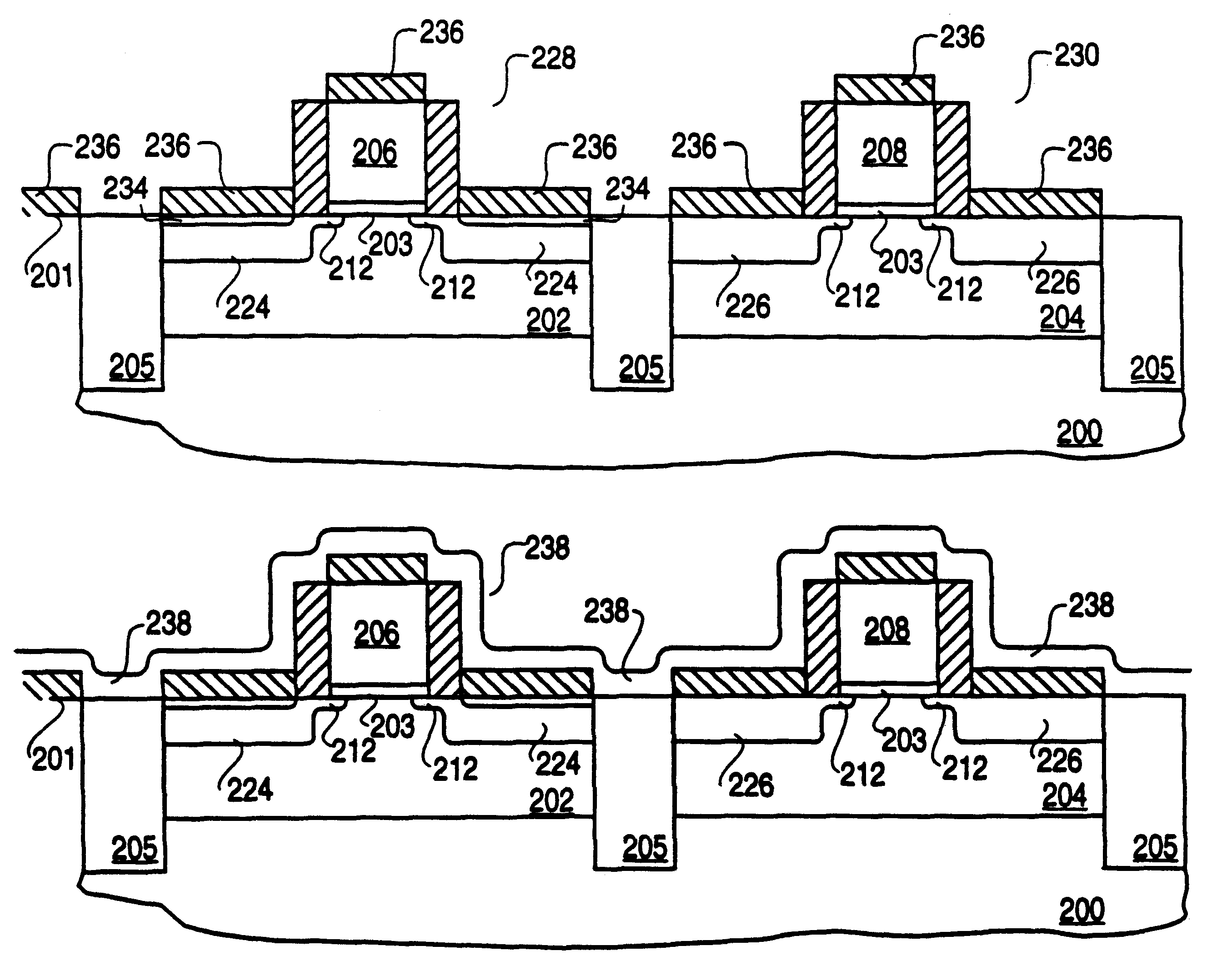Semiconductor device having deposited silicon regions and a method of fabrication