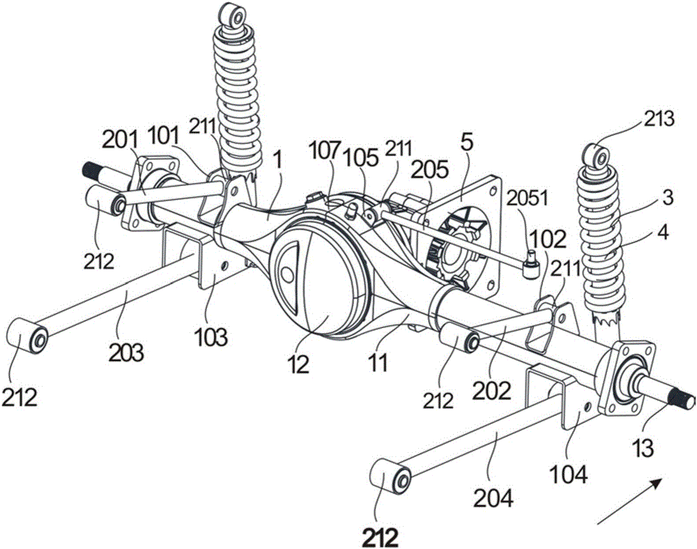Automobile rear motor type connecting rod integrated rear axle suspension