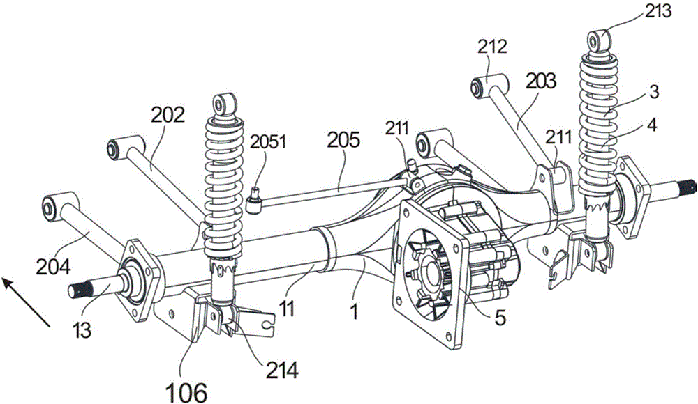 Automobile rear motor type connecting rod integrated rear axle suspension