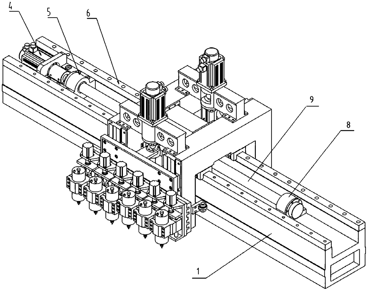 Composite sieve plate hole processing multi-spindle CNC drilling and milling platform