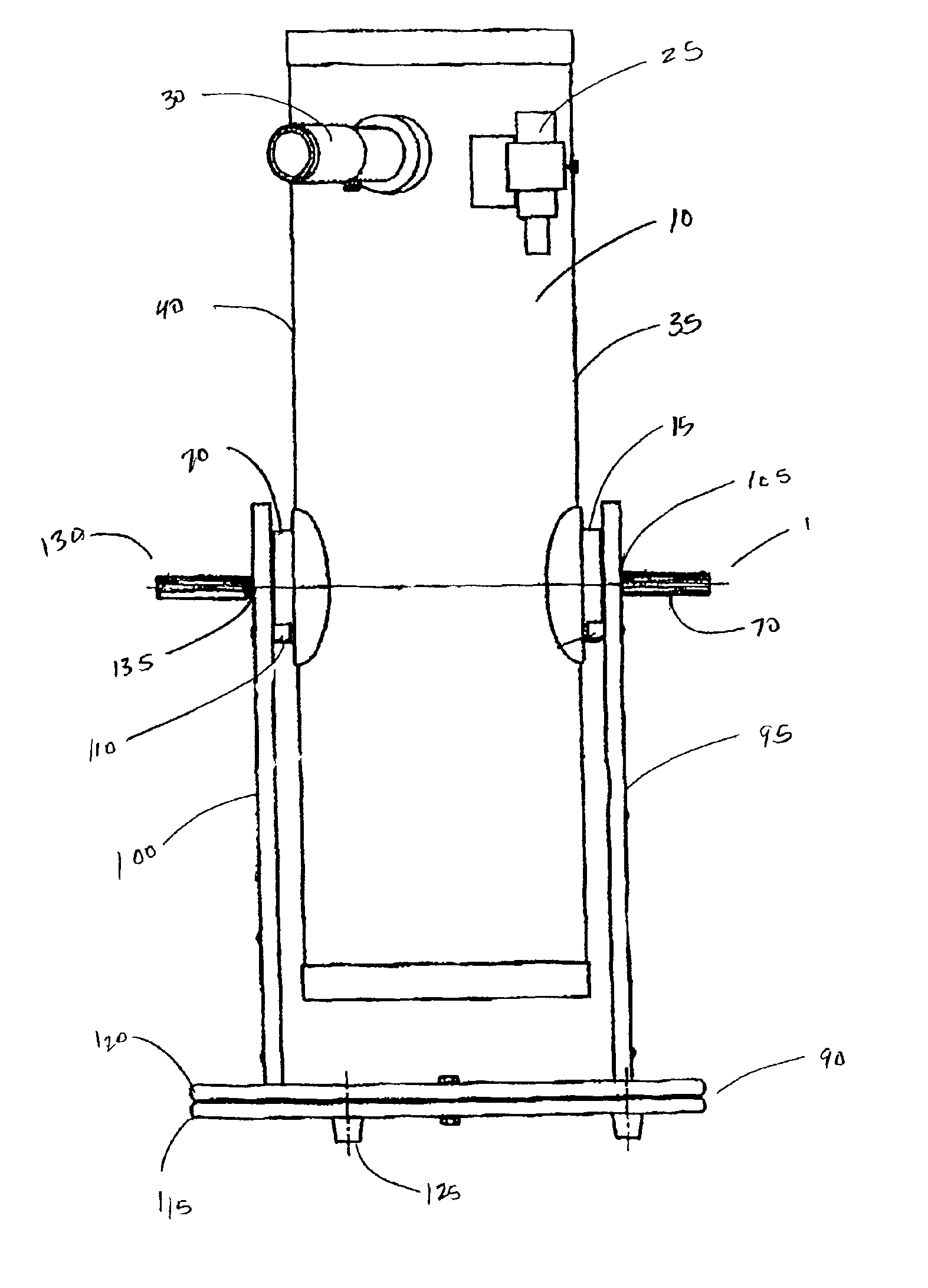 Apparatus and method for stabilizing an optical tube on a base