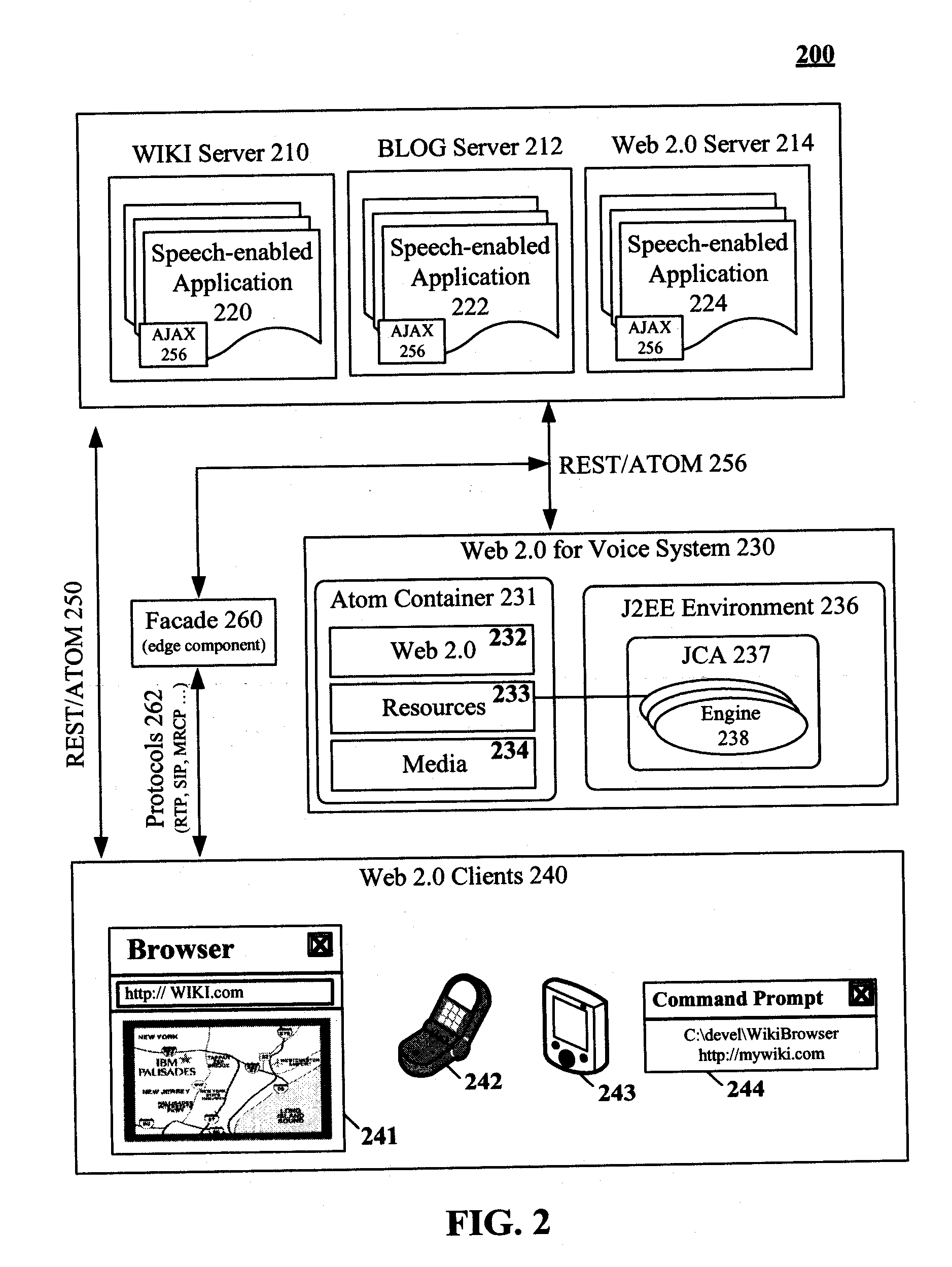Speech processing system based upon a representational state transfer (REST) architecture that uses web 2.0 concepts for speech resource interfaces