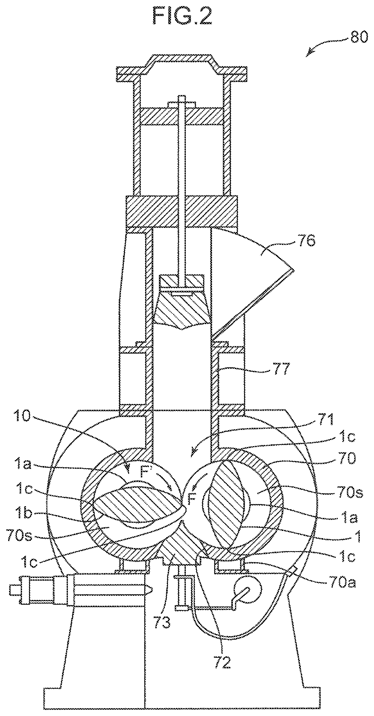 Kneading rotor, kneading machine, method for kneading rubber material, and method for manufacturing kneading rotor