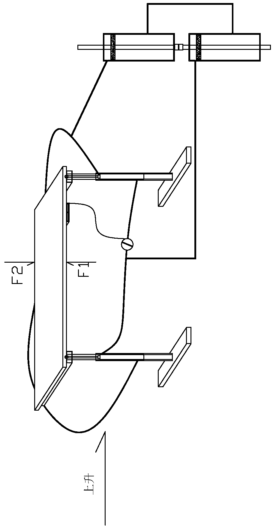 External air reservoir or tank linkage synchronous lifting table based on principle of gas spring