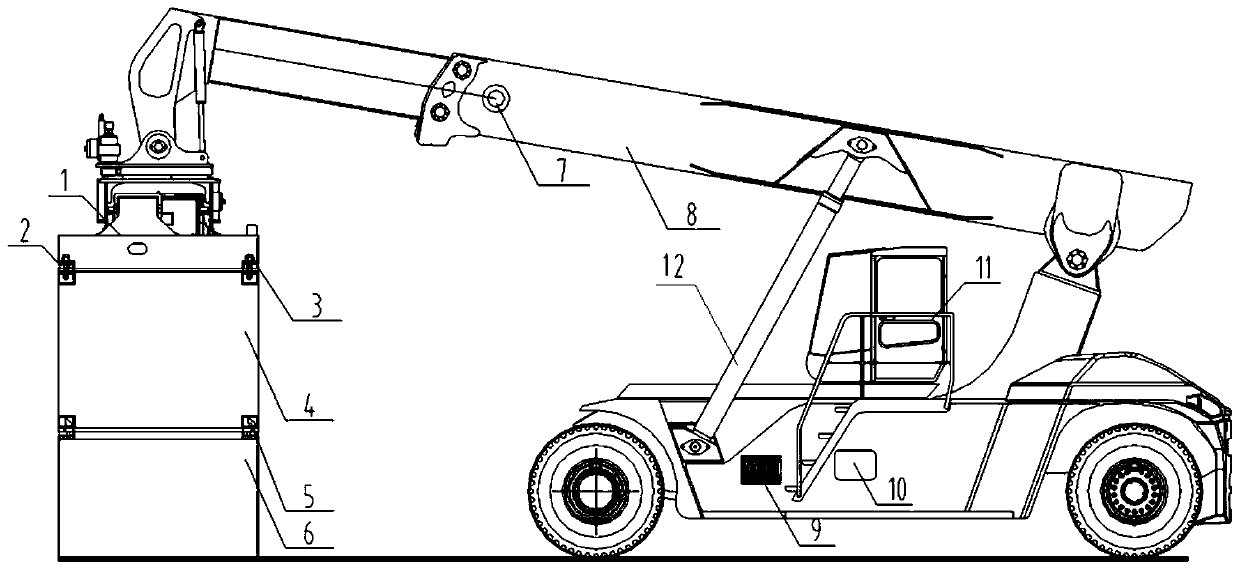 Anti-derailing automatic control system and method for container on reach stacker