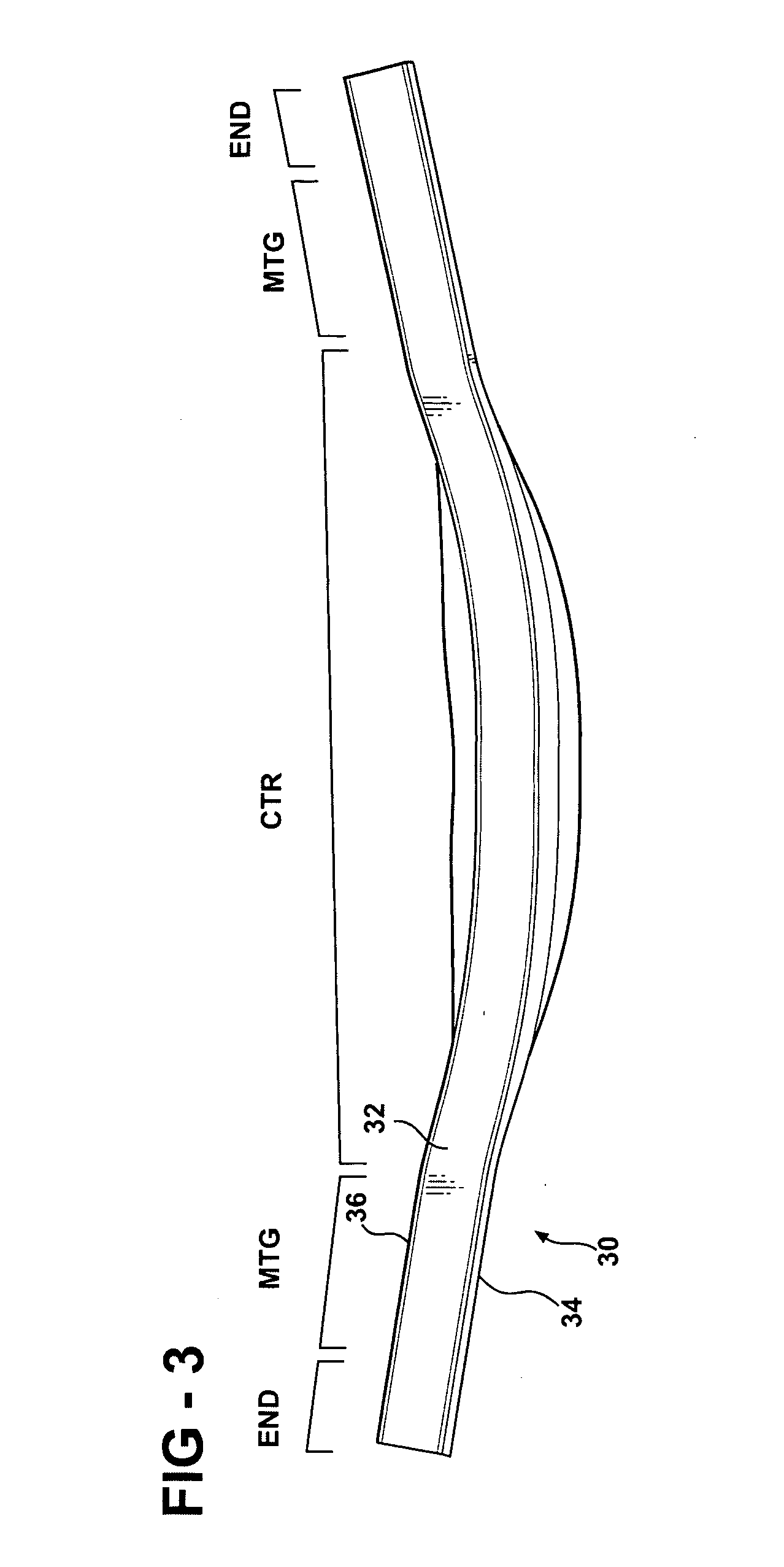 Elongated bumper bar with sections twisted rotationally about the axis of elongation and method of making the same
