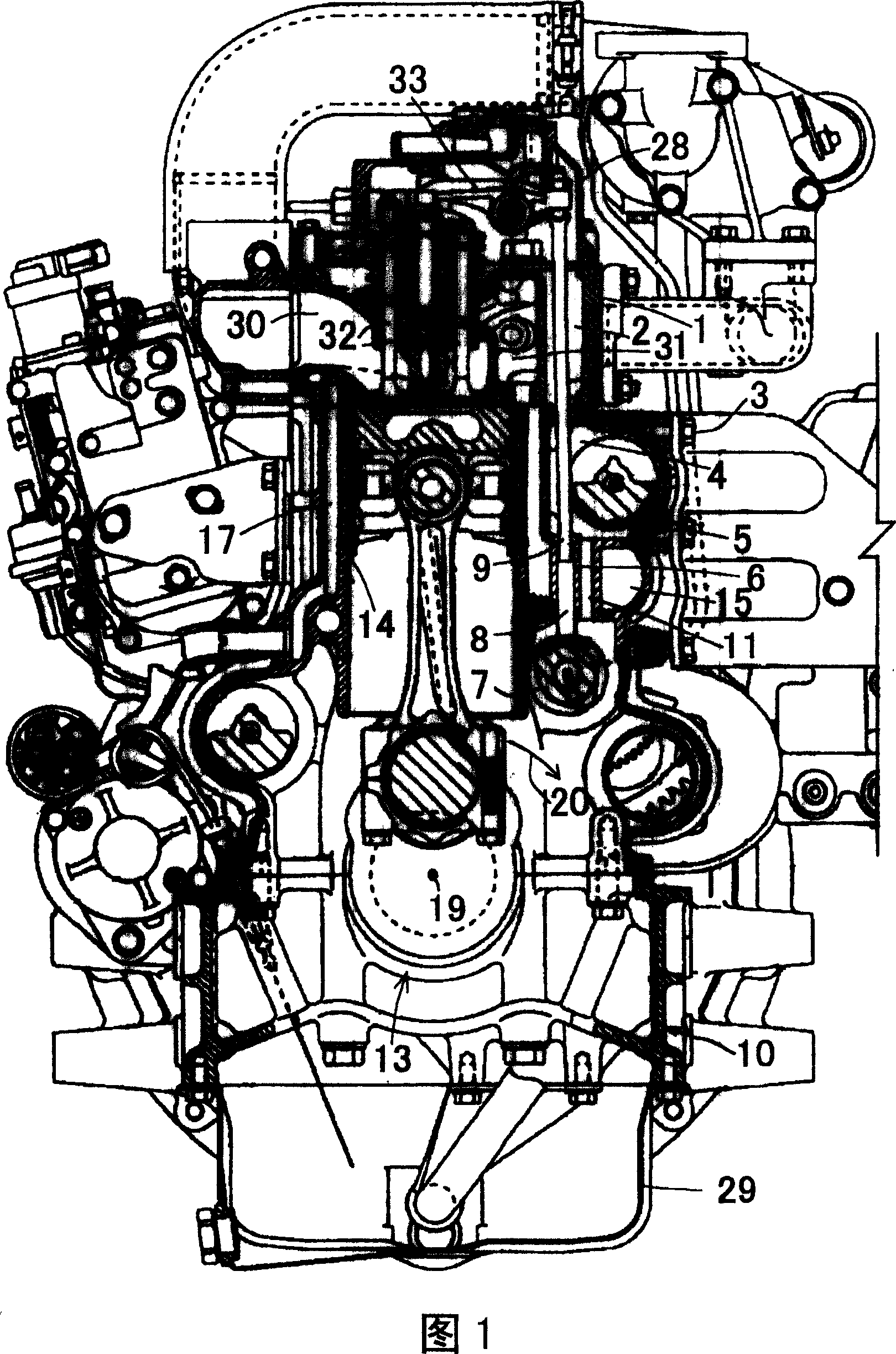 Top-mounted valve engine