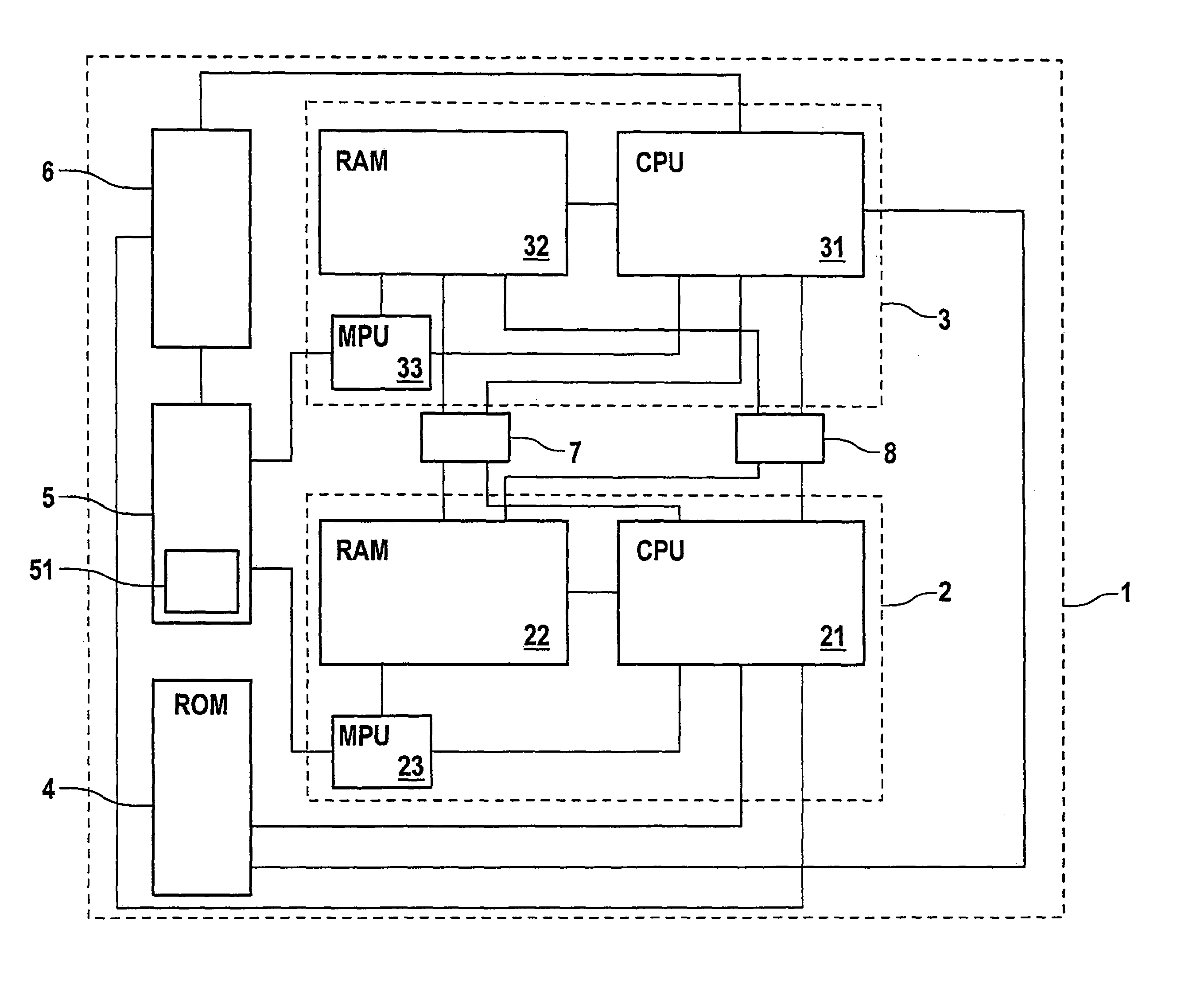 Integrated microprocessor system for safety-critical control systems including a main program and a monitoring program stored in a memory device