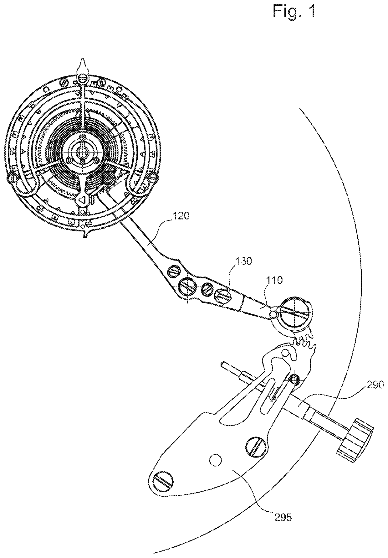 Adjustable lever of a tourbillon mechanism and a method of adjustment