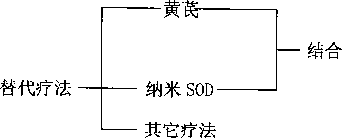 Composition of nanometer SOD and astragalus root or its extract and its preparation method