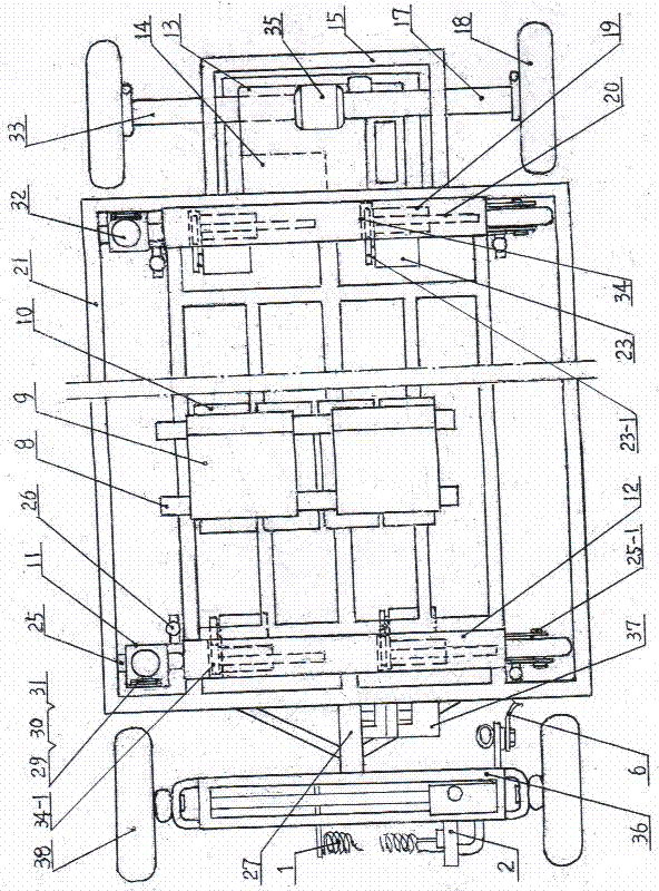 Automatic lifting and parallel shift type automobile chassis device