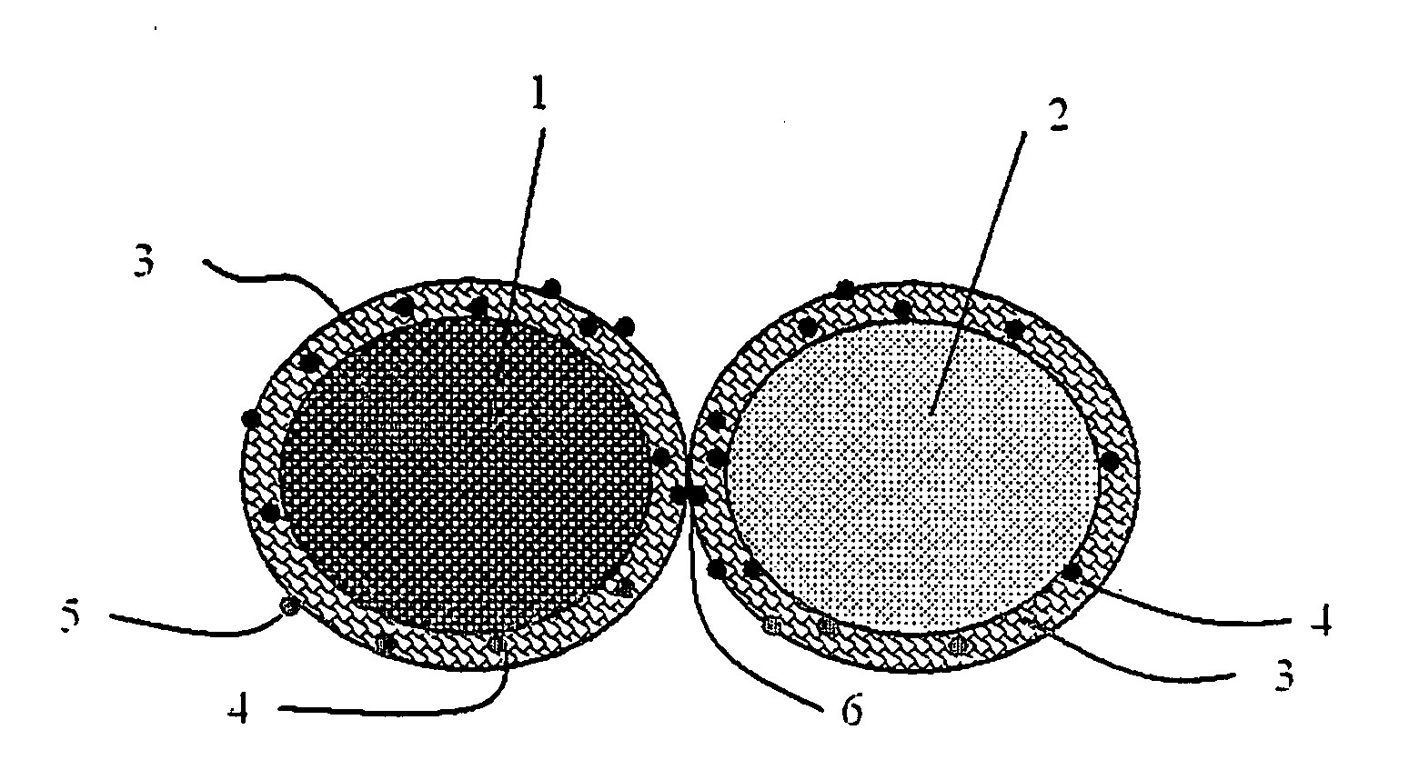 Coated powder particles for producing three-dimensional bodies by means of a layer constituting method
