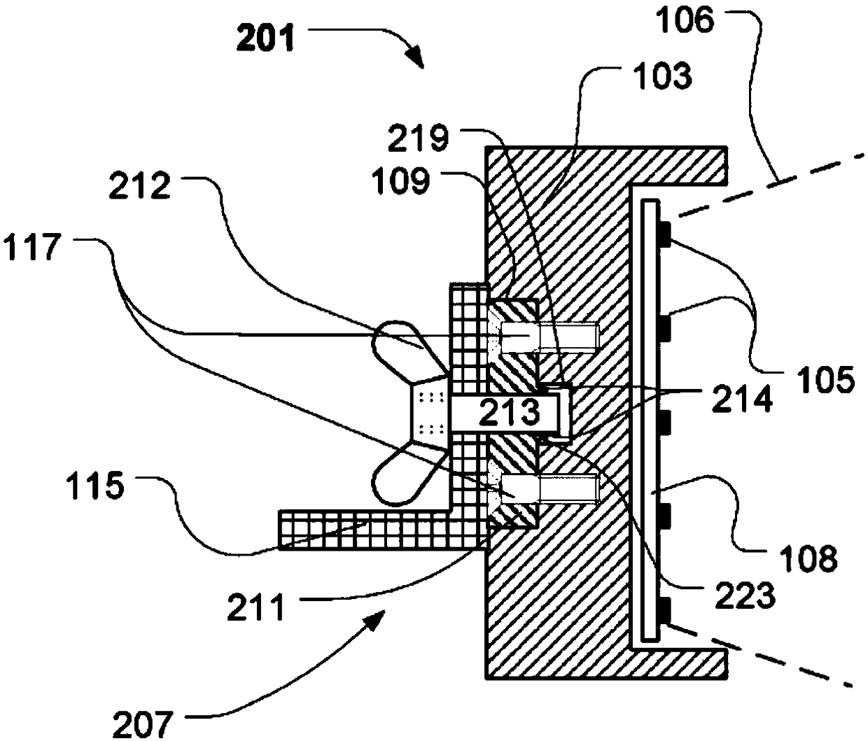 Light fixture housing with integrated fastning element