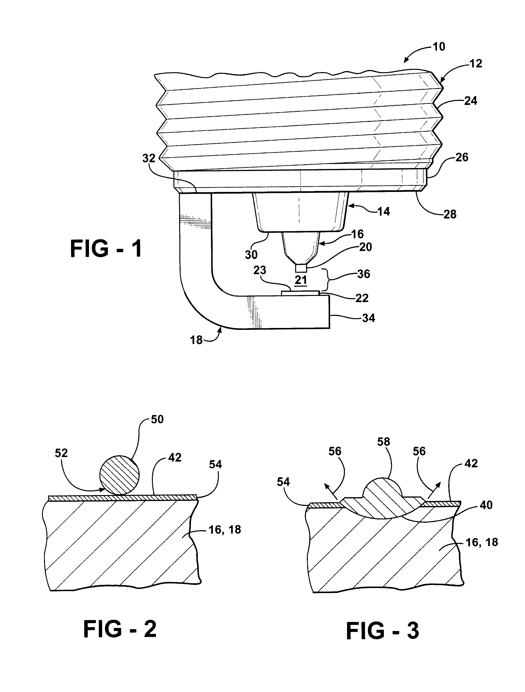 Ignition device having an induction welded and laser weld reinforced firing tip and method of construction