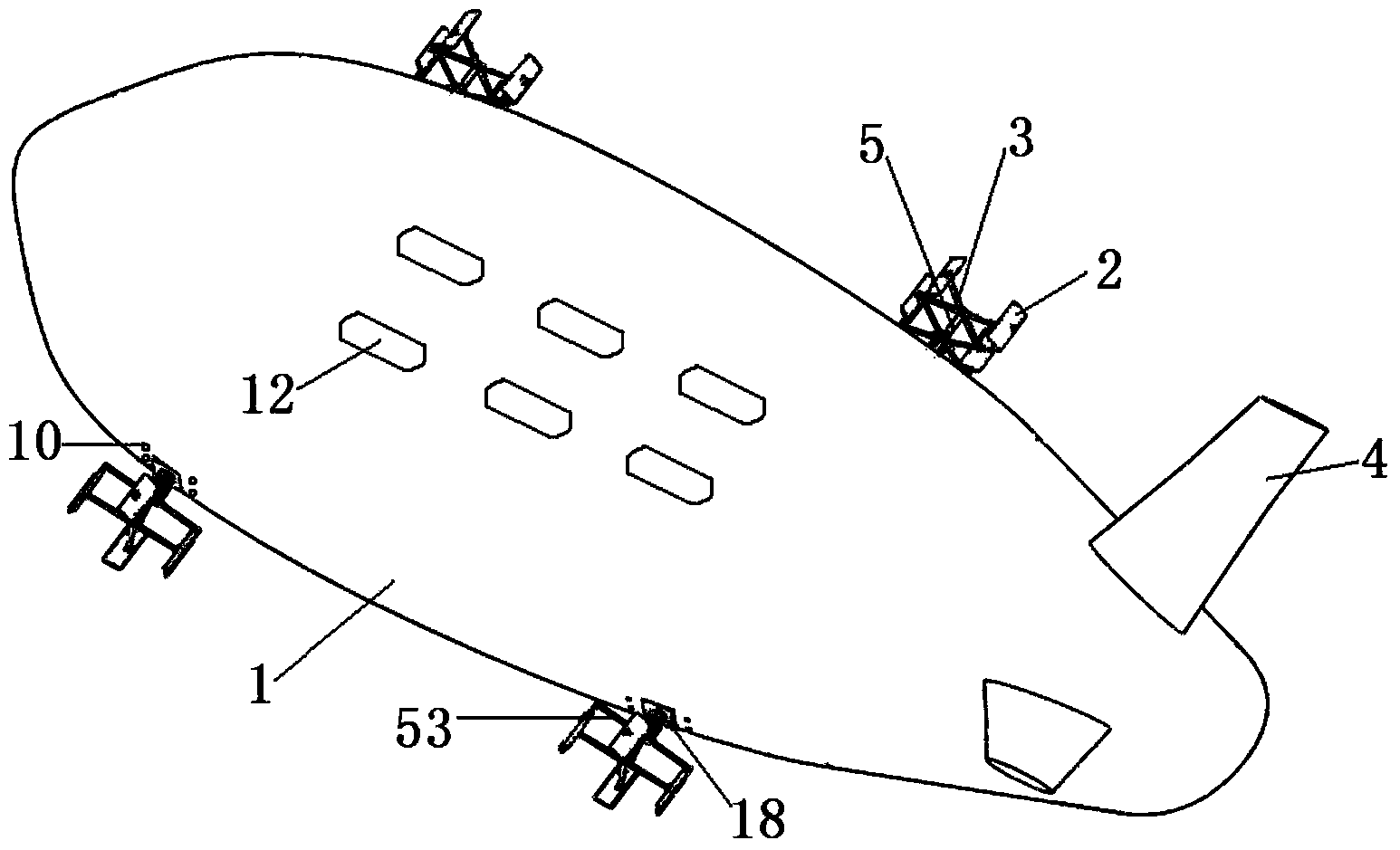 Hybrid power airship adopting inflated wings and cycloidal propellers
