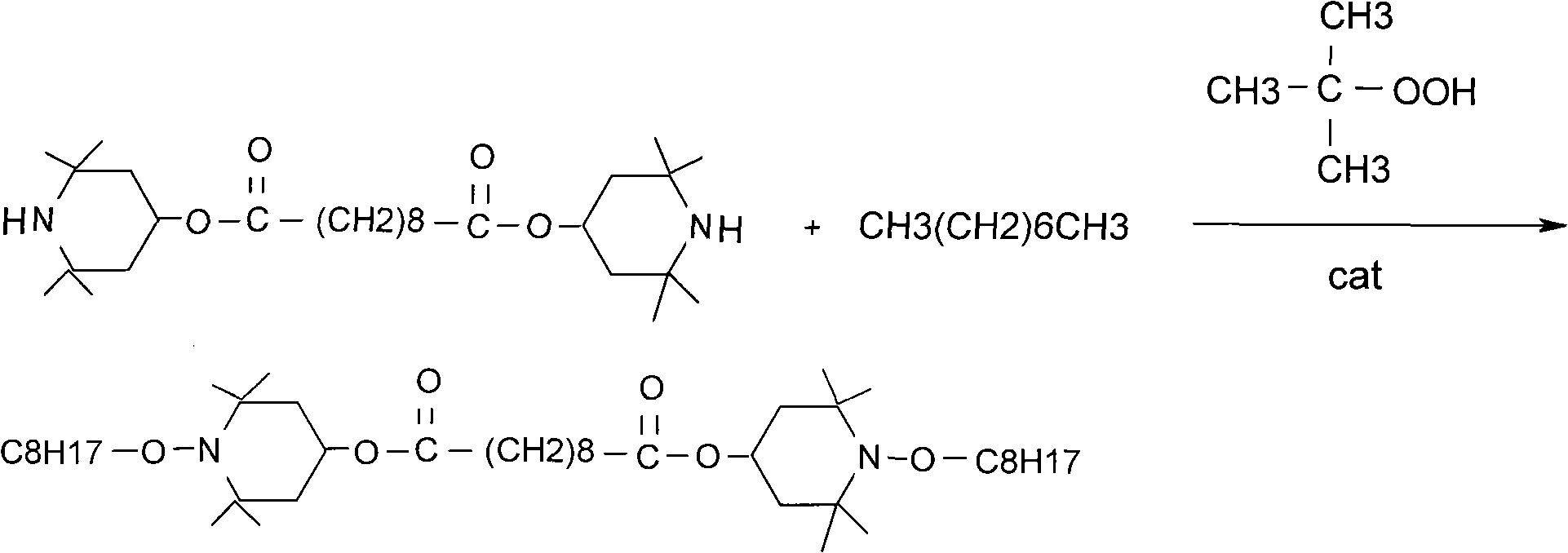 Process for preparing bi-(n-octyloxy-2,2,6,6-tetramethyl-piperidyl) diester sebacate