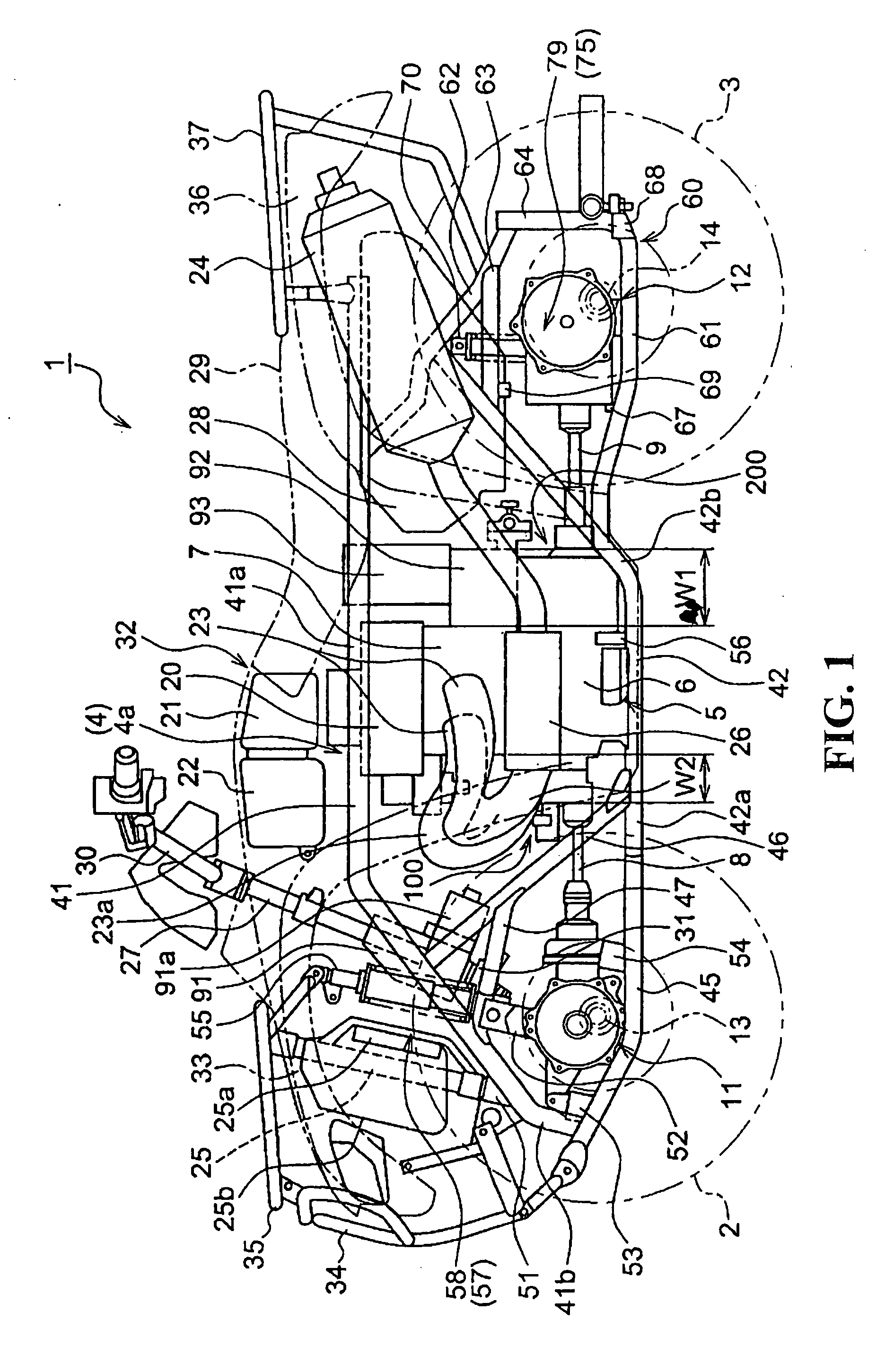 Engine arrangement structure of saddle-ride type vehicle