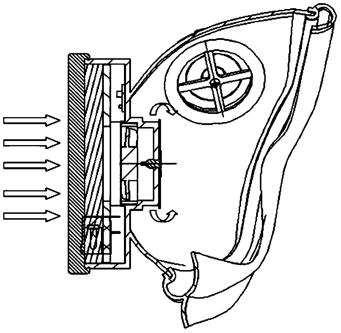 Air filter mask with built-in breathing valve and fan