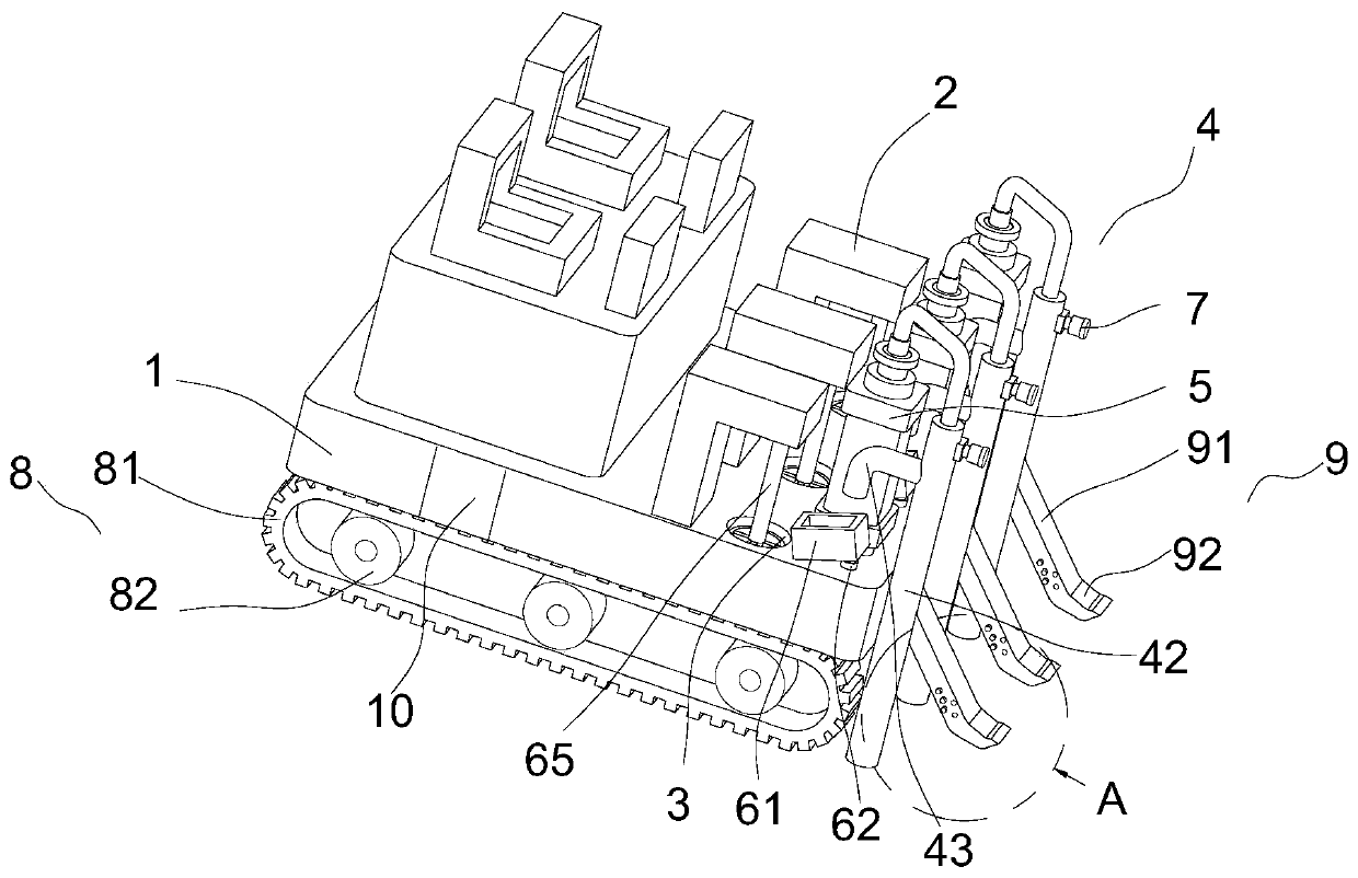 Drilling hole soil covering device for ginger planting