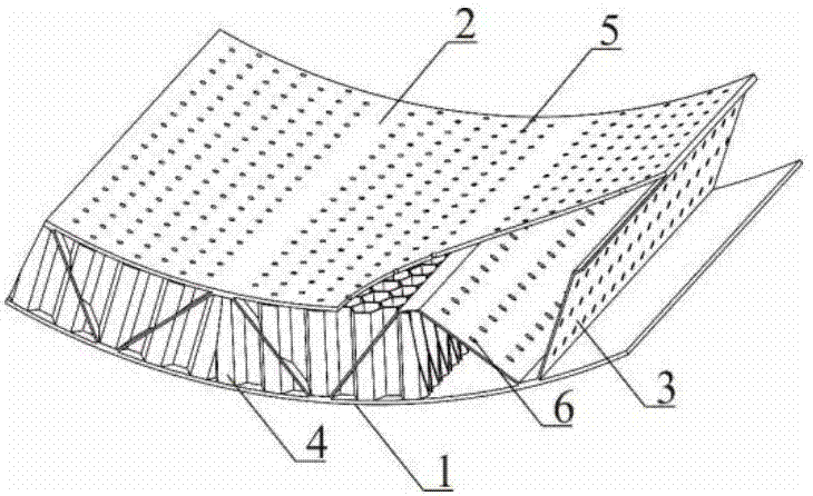 Honeycomb-corrugated composite lattice sandwich cylindrical shell and preparation method thereof