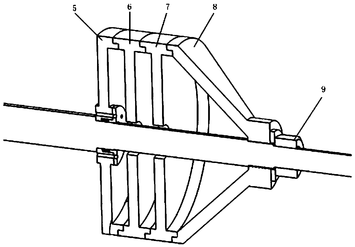 Rotor test bench and test method with spigot connection structure