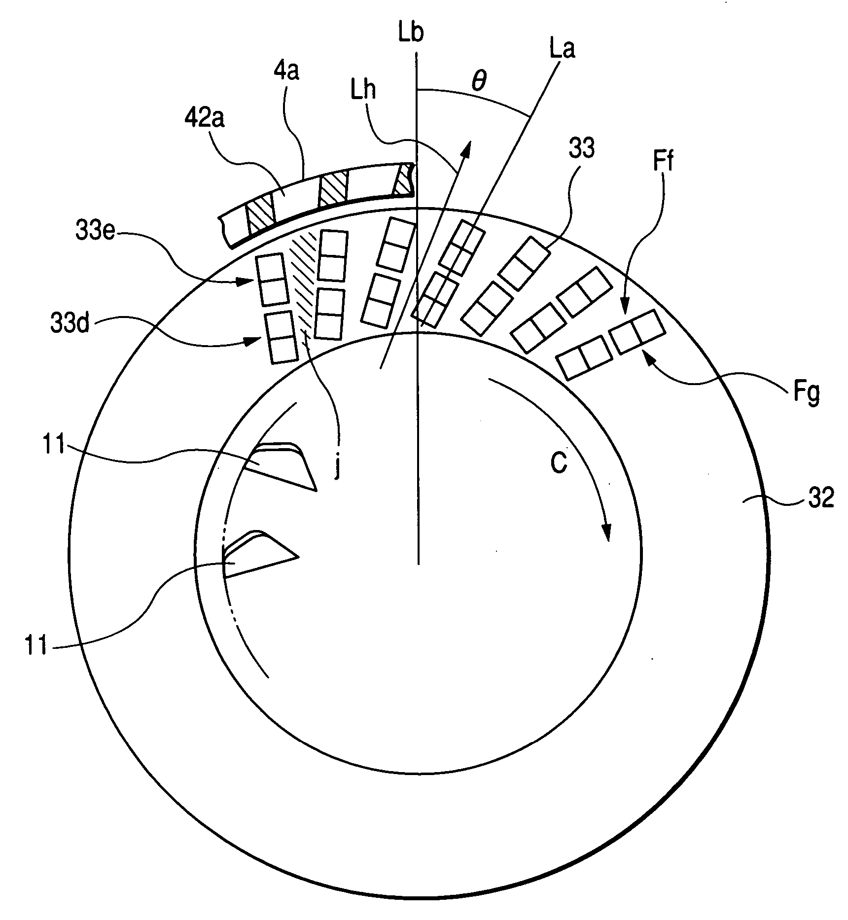 Vehicle AC generator having connection portions of stator winding conductor segments oriented in accordance with direction of cooling air flow