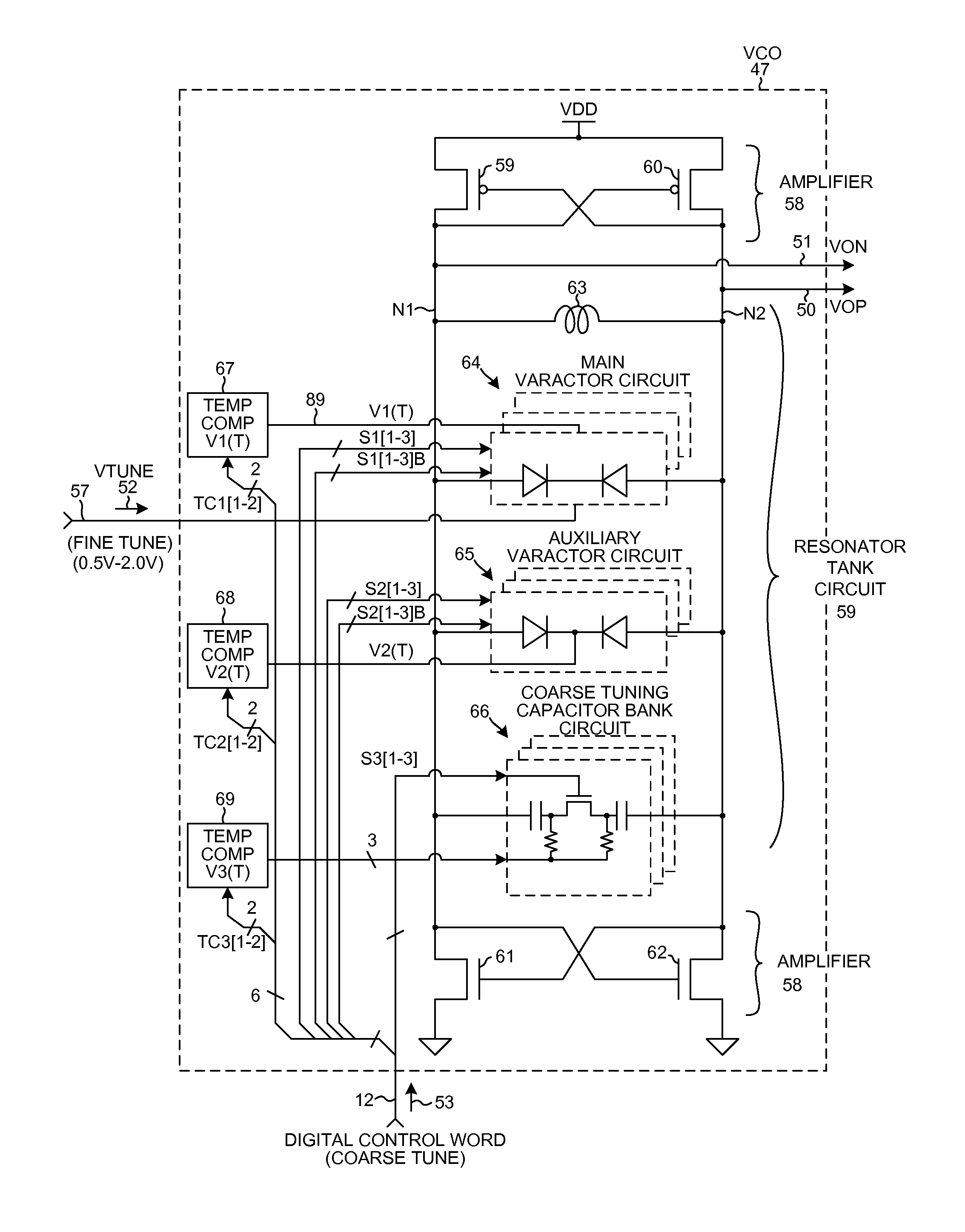 Wideband temperature compensated resonator and wideband VCO